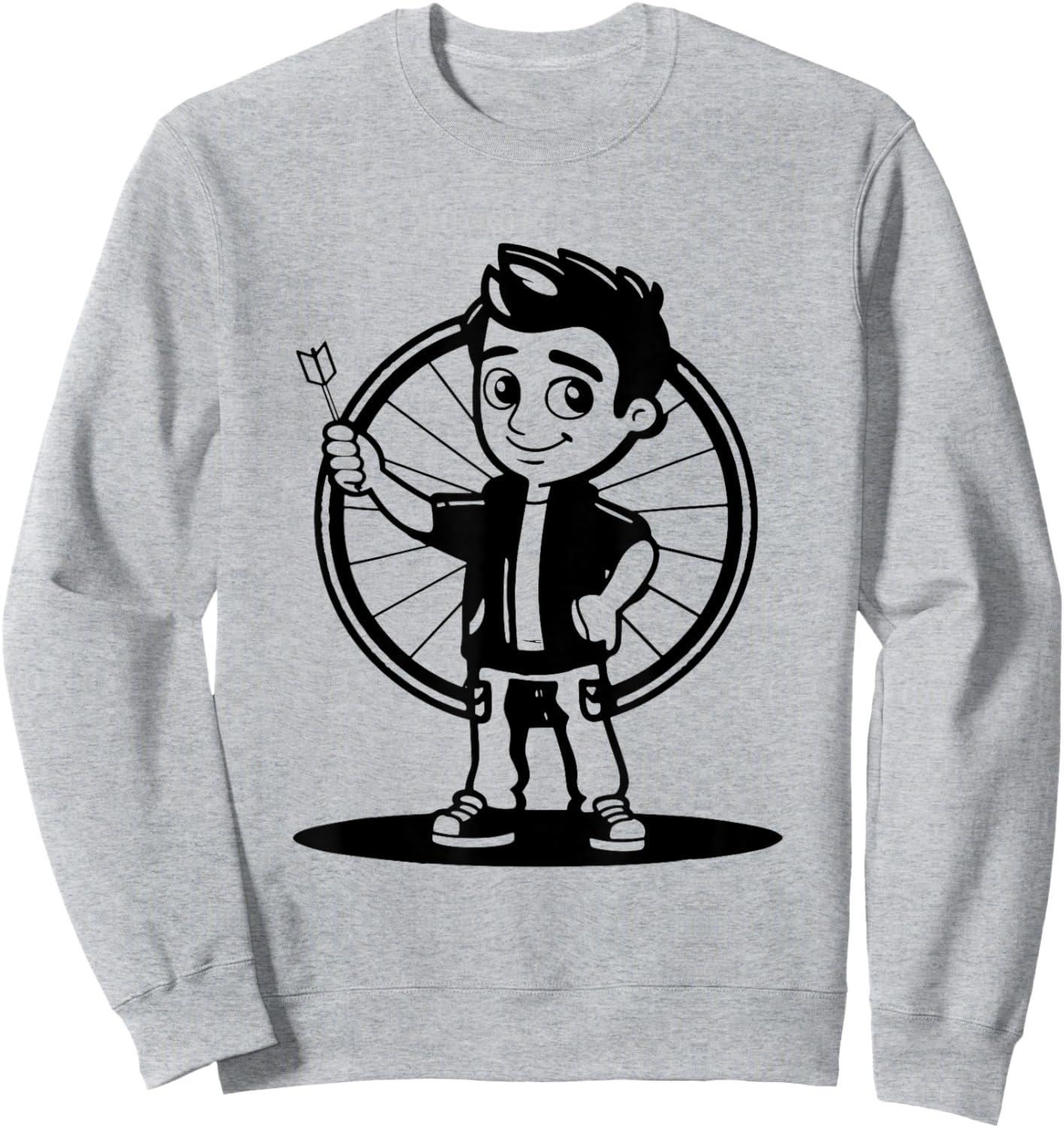 Darts Boy Cartoon Look for Boys Sweatshirt - Sweatshirt | Ash