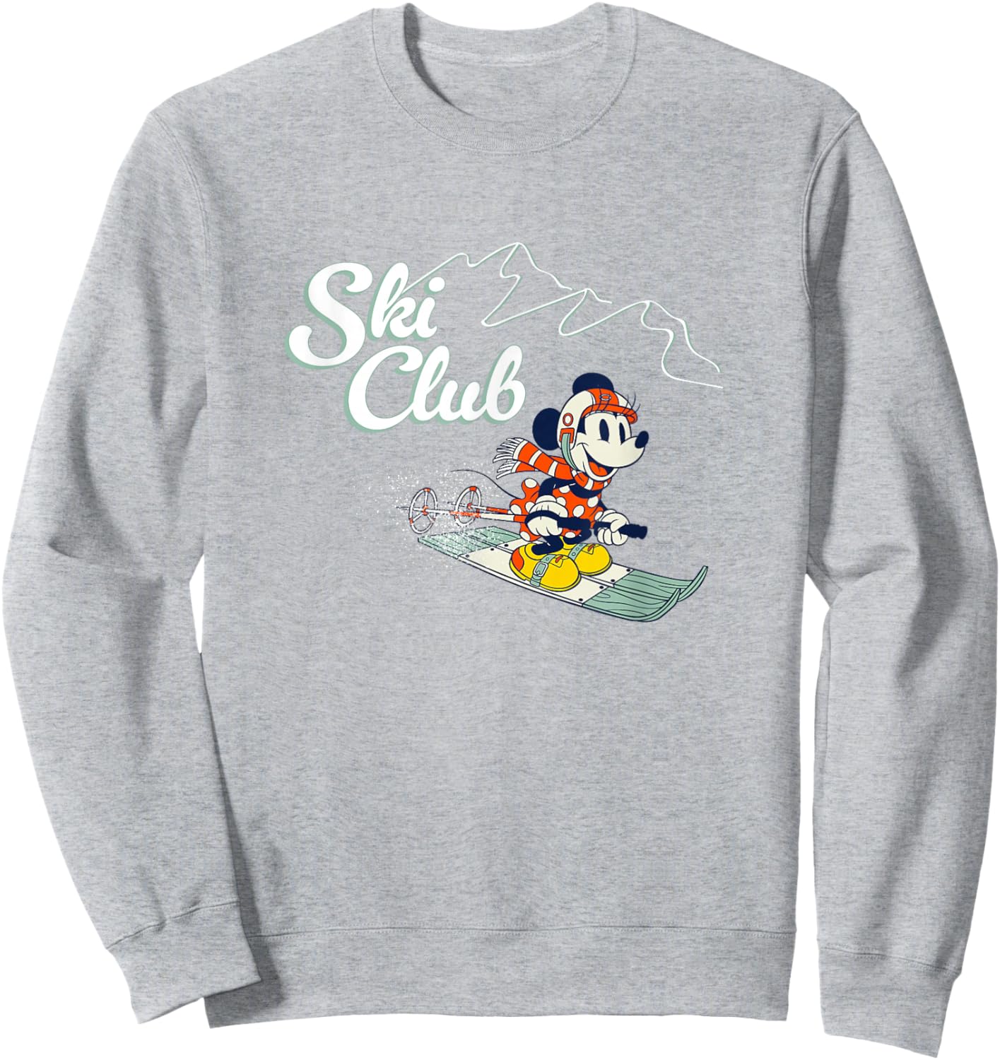 Disney Minnie Mouse Vintage Christmas Ski Club Holiday Fun Sweatshirt - Sweatshirt | Ash