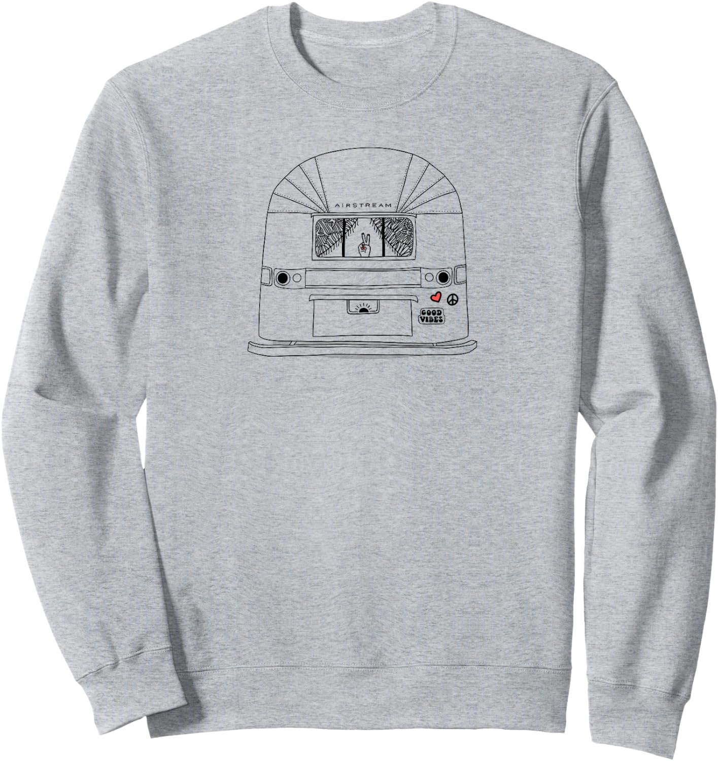 Retro 60s Airstream Hippie Peace Wanderlust Travel Sweatshirt - Sweatshirt | Ash