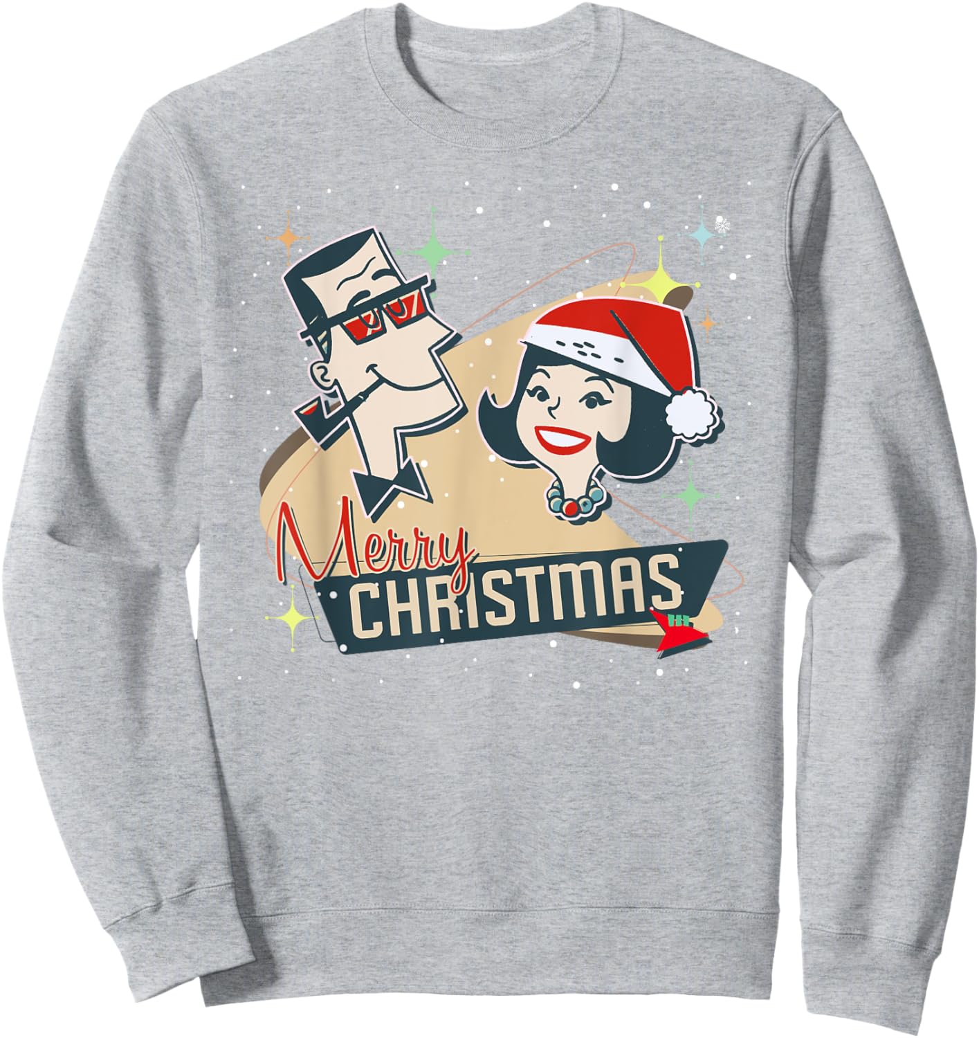 Retro Couple a Vintage Holiday and Mid-Century Christmas Sweatshirt - Sweatshirt | Ash