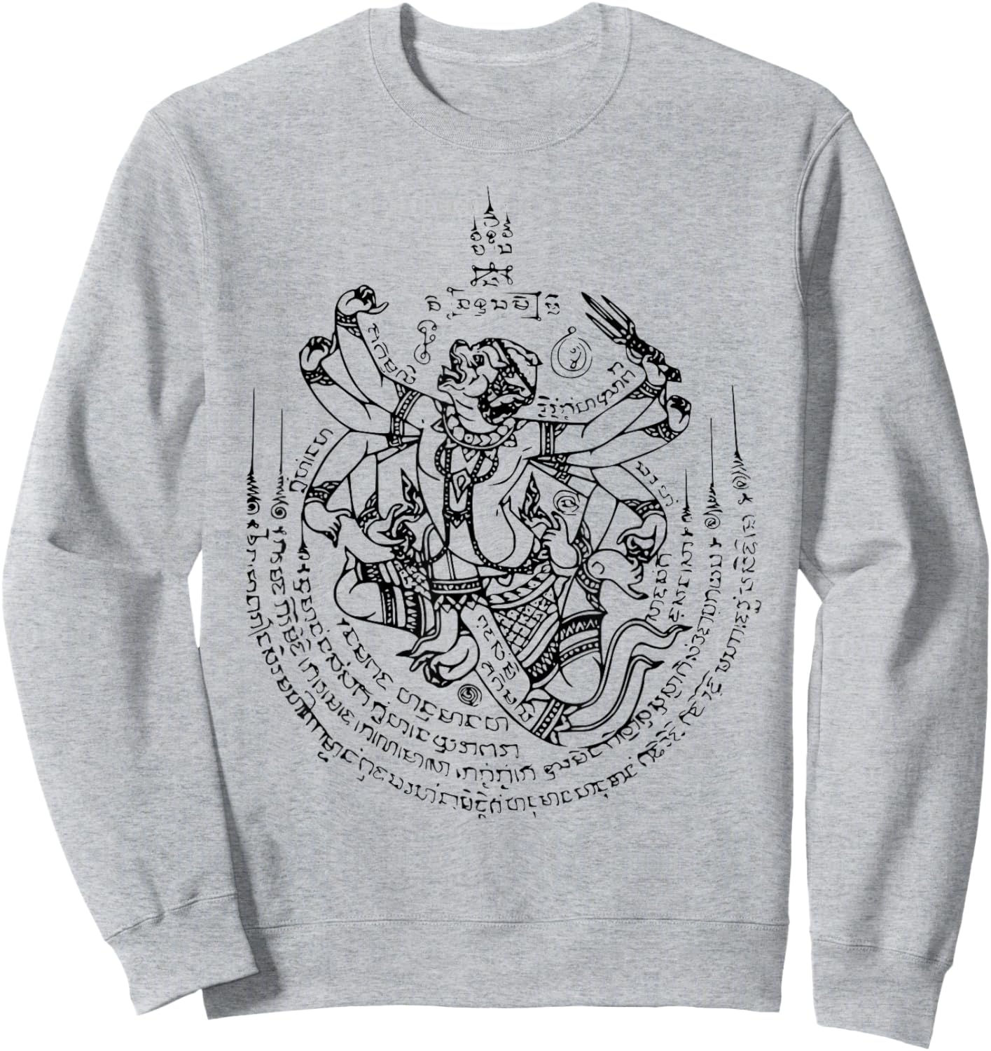 Sak Yant Tattoo Monkey God Hanuman 1 Muay Thai Magical White Sweatshirt - Sweatshirt | Ash