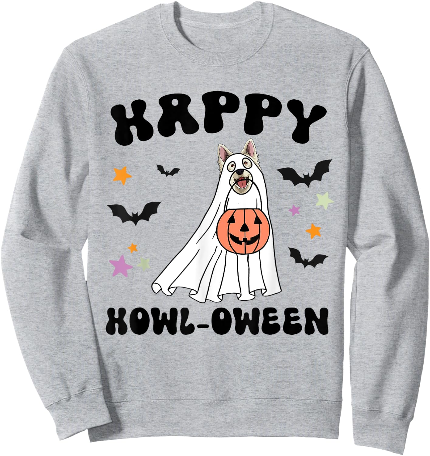 White German Shepherd Boo Dog Lover Costume Happy Halloween Sweatshirt - Sweatshirt | Ash