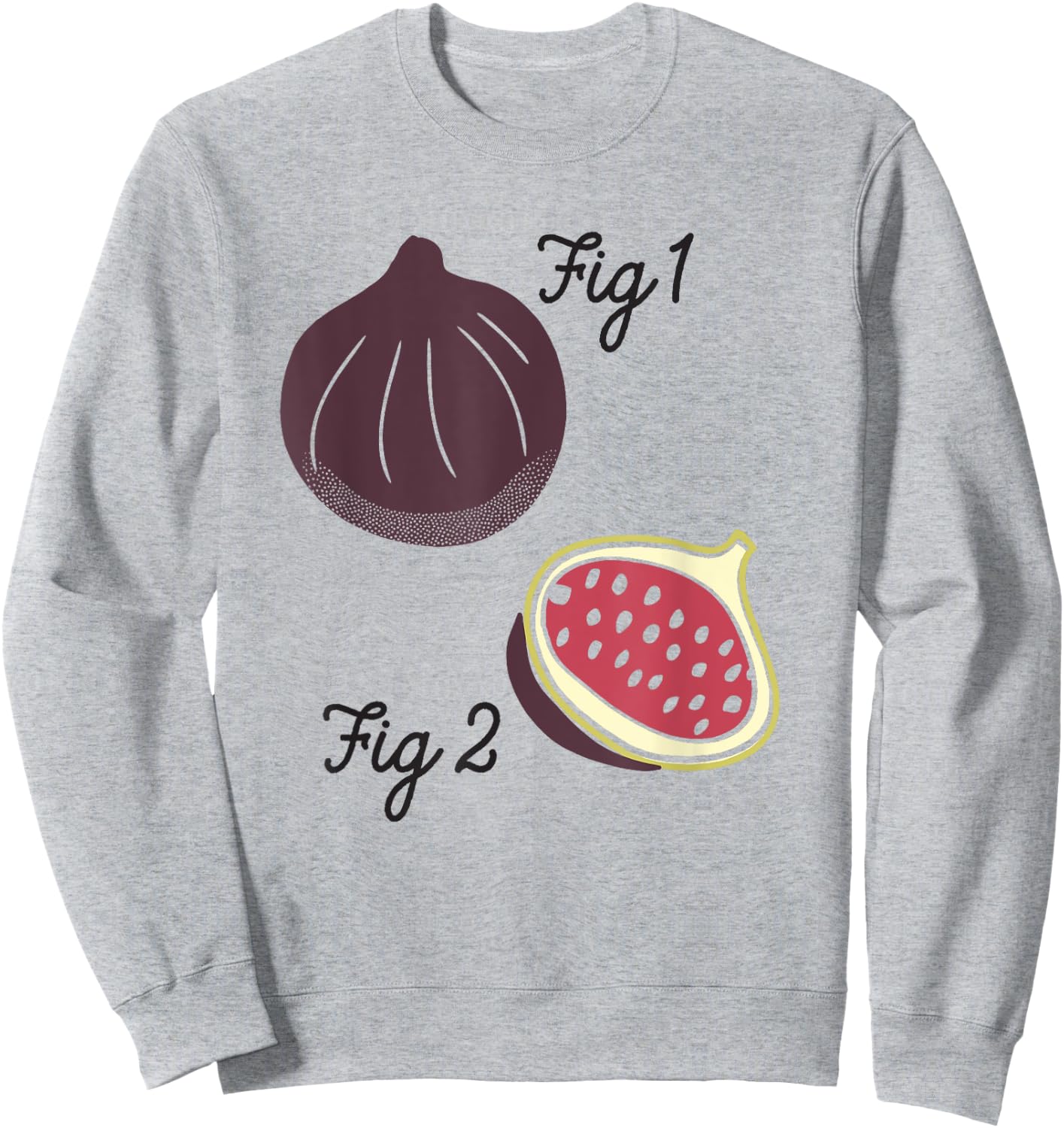 Fig 1 Funny Figs Fruit Scientific Drawing Textbook Graphic Sweatshirt - Sweatshirt | Ash