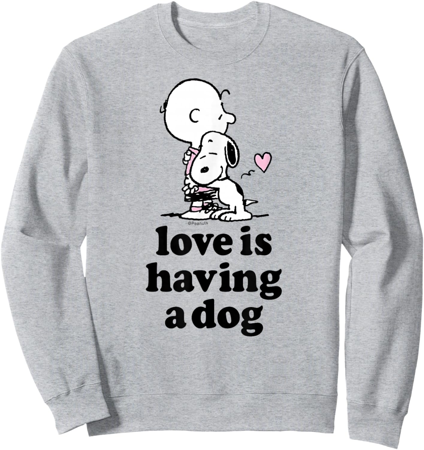 Peanuts - Snoopy Charlie Brown Hugging Love is Having A Dog Sweatshirt - Sweatshirt | Ash