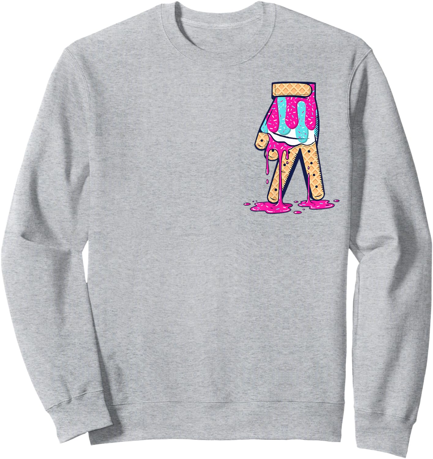 Baseball Ice Cream Drip Boys Home Plate Glove Respect Drip Sweatshirt - Sweatshirt | Ash