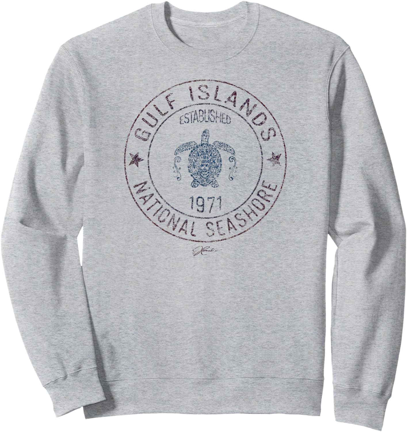 JCombs: Gulf Islands National Seashore with Sea Turtle Sweatshirt - Sweatshirt | Ash