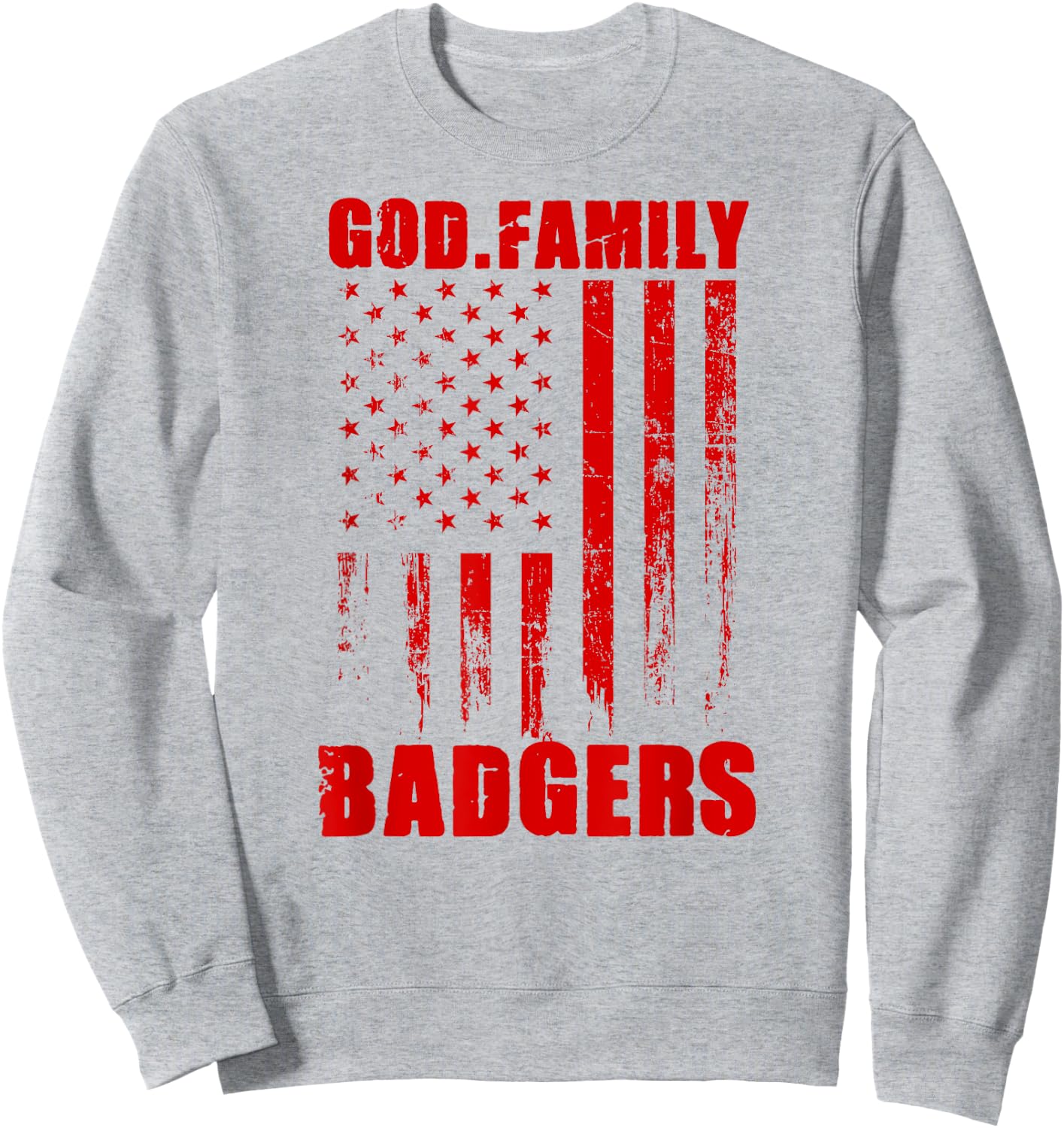Arkadelphia Badgers God. Family. Vintage USA Flag Sweatshirt - Sweatshirt | Ash