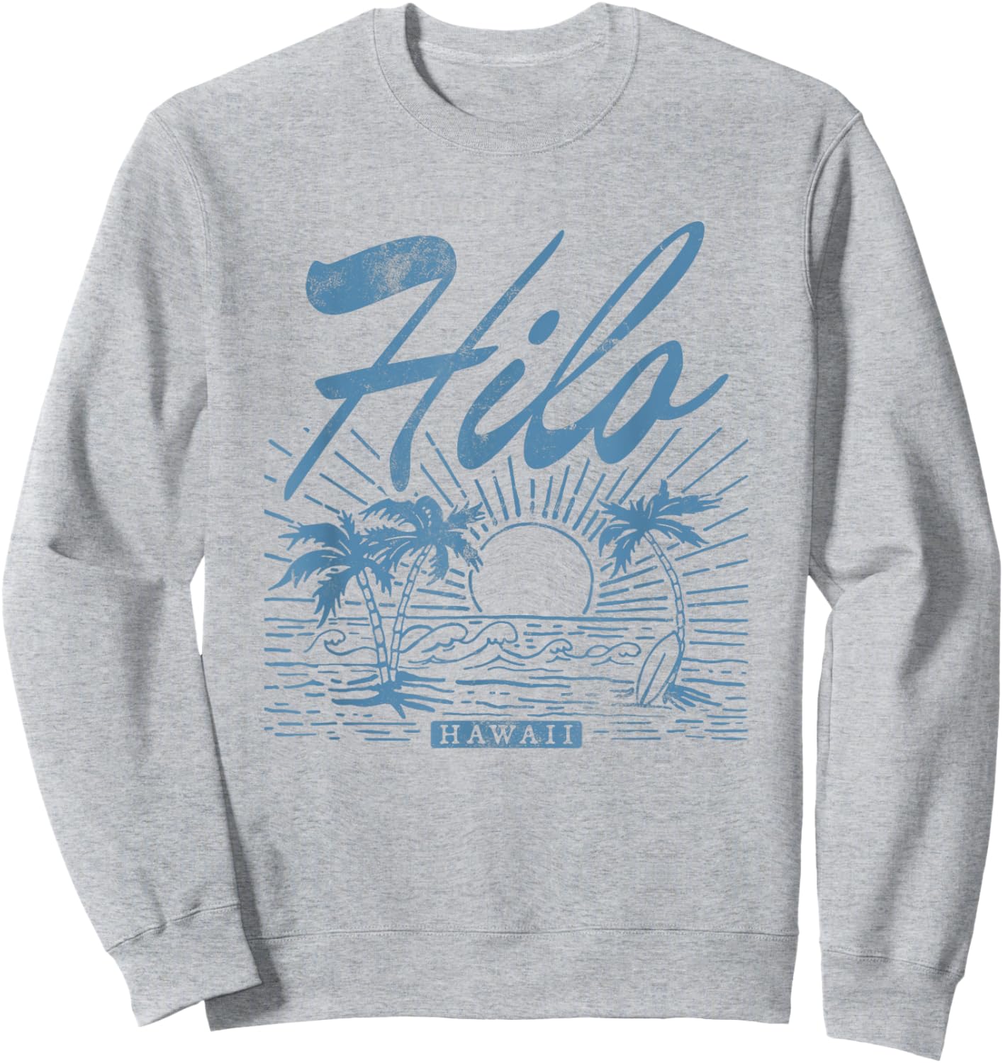 Hilo Hawaii Vintage Distressed Beach Men Women Sweatshirt - Sweatshirt | Ash