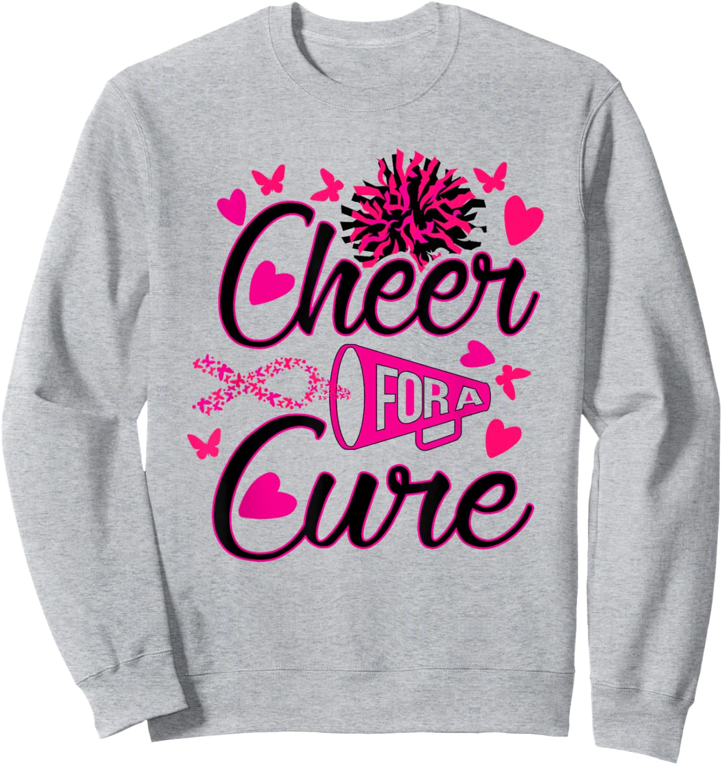 Cheer For The Cure Breast Cancer Awareness Sweatshirt - Sweatshirt | Ash