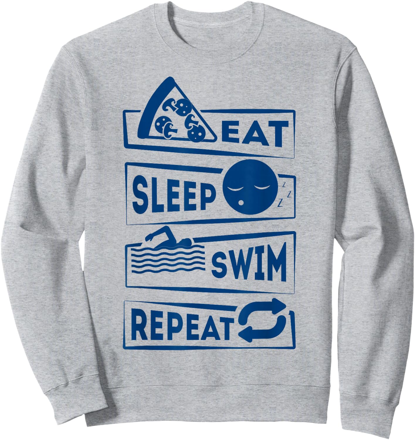 Eat Sleep Swim Repeat Swimming Sweatshirt - Sweatshirt | Ash