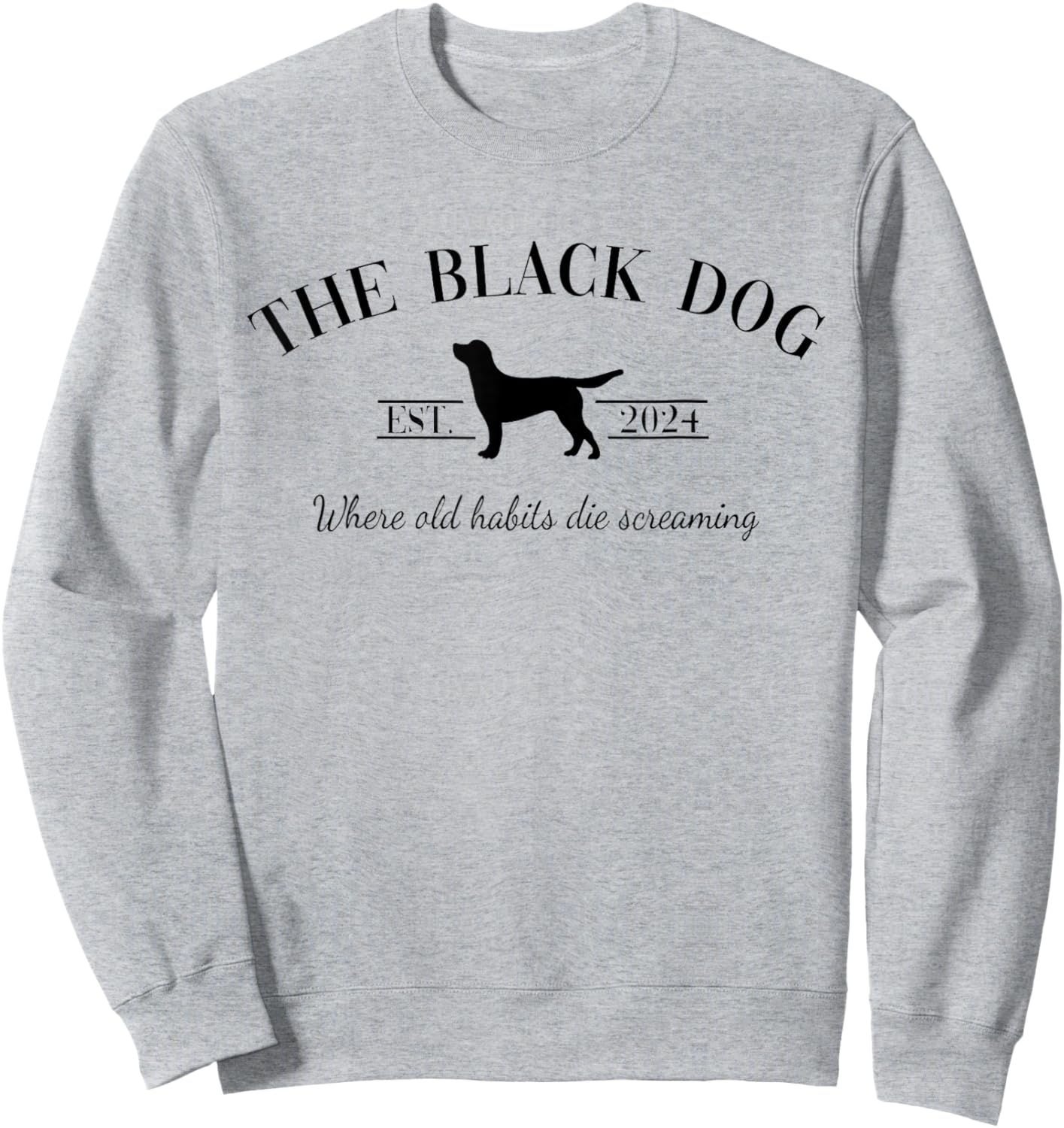 Retro Black Dog Club Old Habits Est. 2024 Kids Sweatshirt - Sweatshirt | Ash