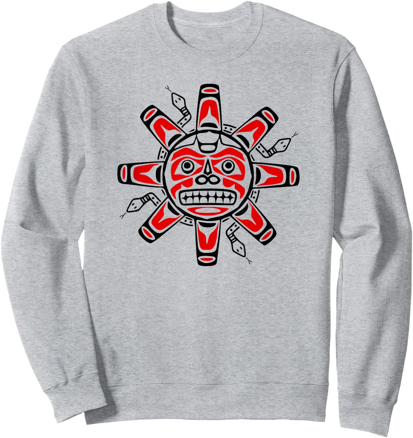 Sun Symbol Abstract Haida Art Pacific Northwest Coast Snakes Sweatshirt - Sweatshirt | Ash