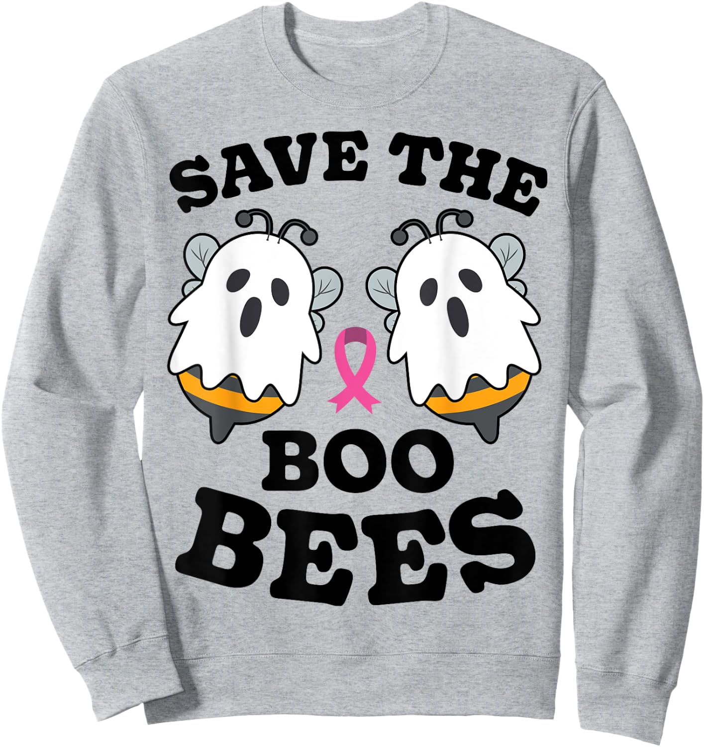 Save The Boo Bees Funny Breast Cancer Awareness Halloween Sweatshirt - Sweatshirt | Ash