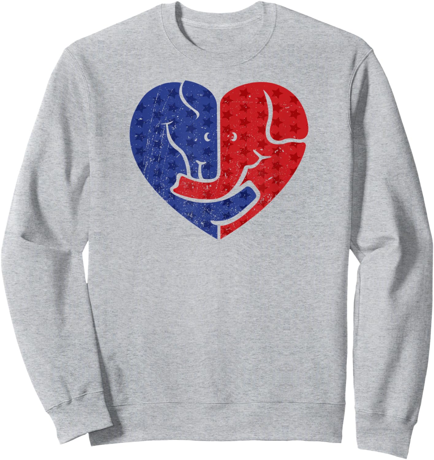 Democratic Donkey and Republican Elephant Love Heart Sweatshirt - Sweatshirt | Ash