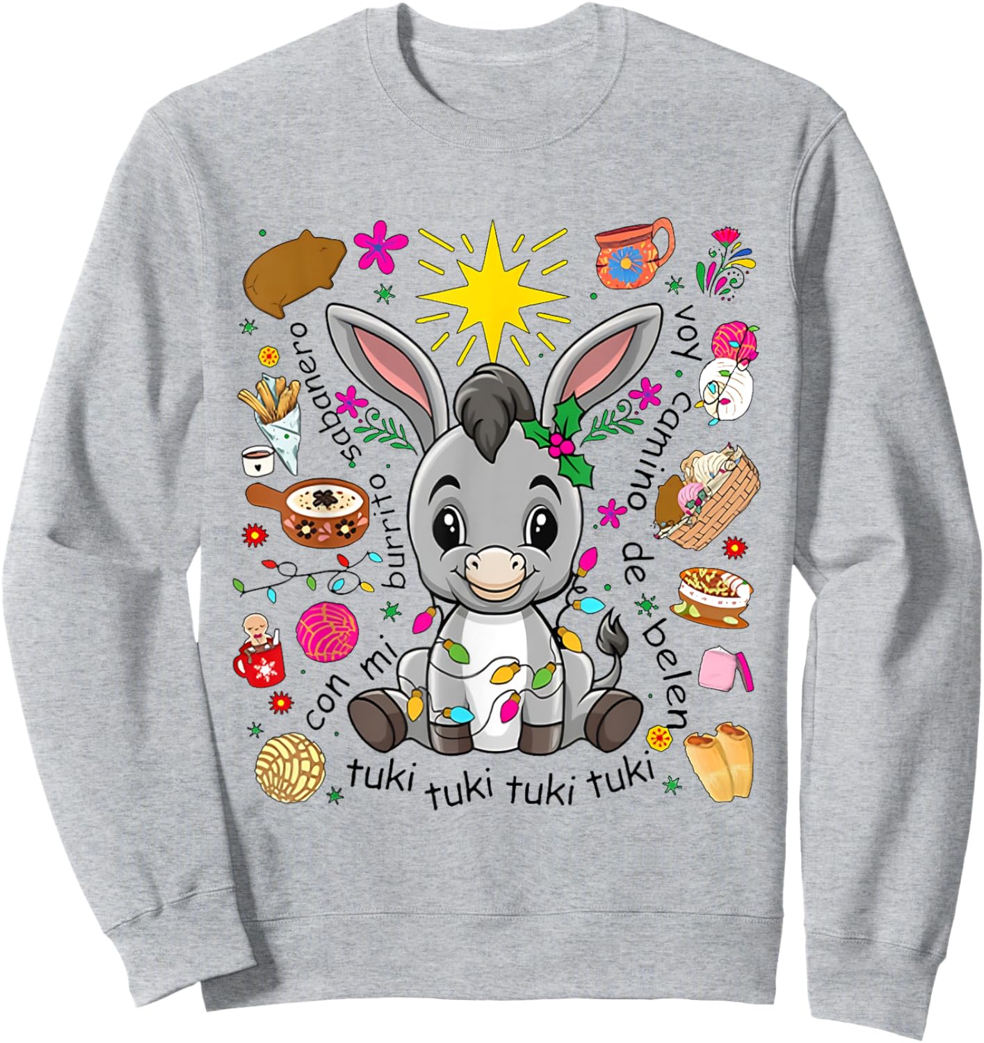 Mi Burrito Sabanero Mexican Tuki Tuki Donkey Latino Xmas Sweatshirt - Sweatshirt | Ash
