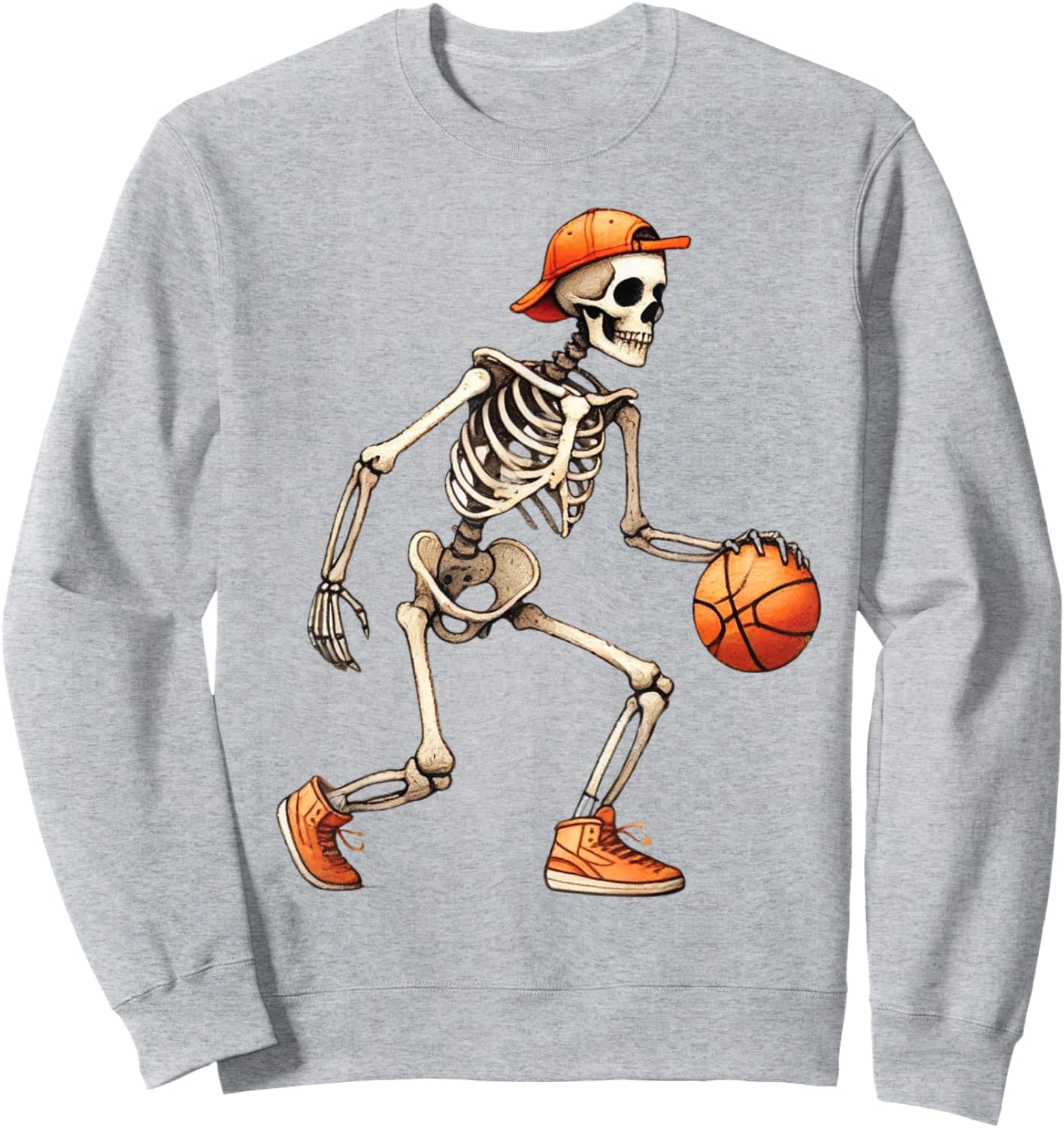 Skeleton Basketball Halloween Costume Funny Men Boys Kids Sweatshirt - Sweatshirt | Ash