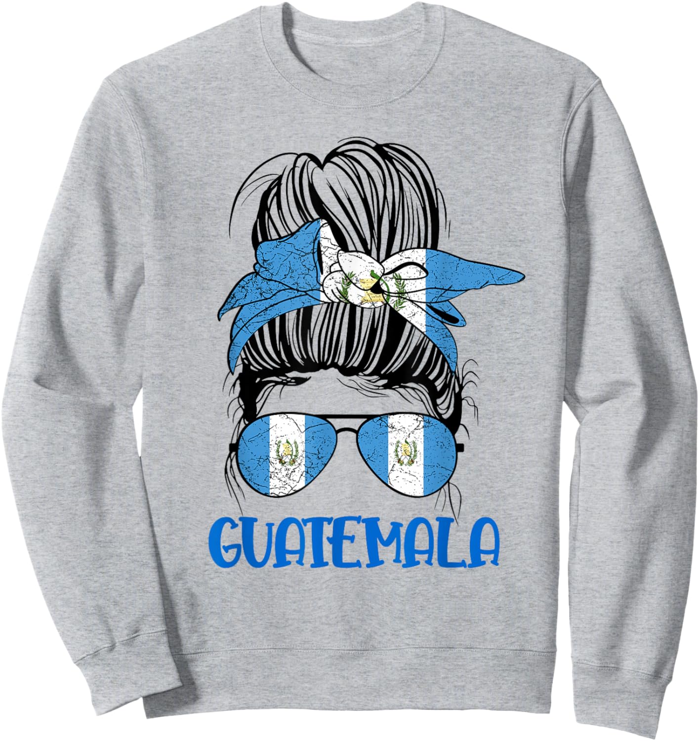 Chapina Girl Guatemala Messy Bun Guatemalan Woman & Kids Sweatshirt - Sweatshirt | Ash