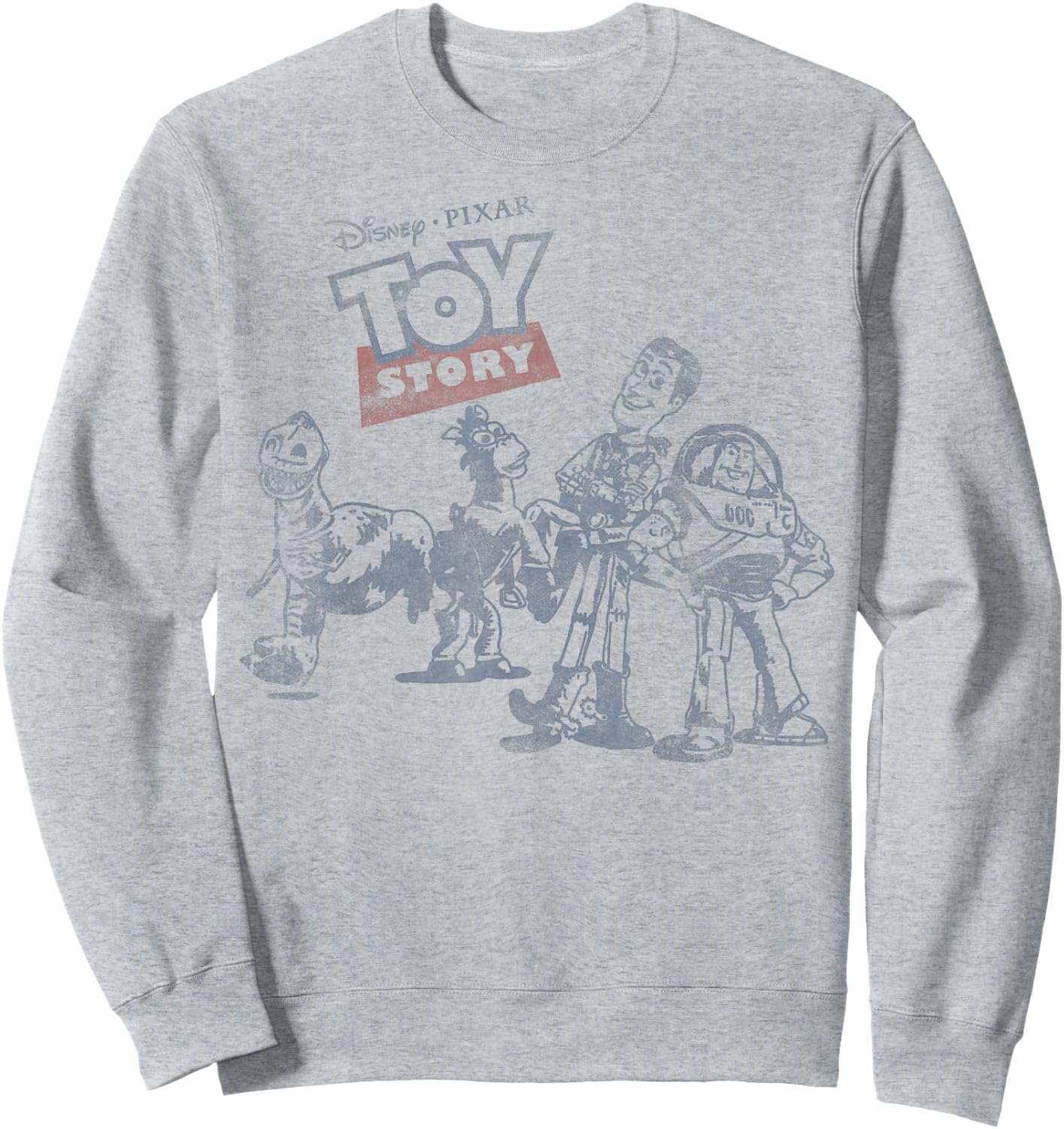 Disney Pixar Toy Story Group Shot Vintage Outlined Portrait Sweatshirt - Sweatshirt | Ash