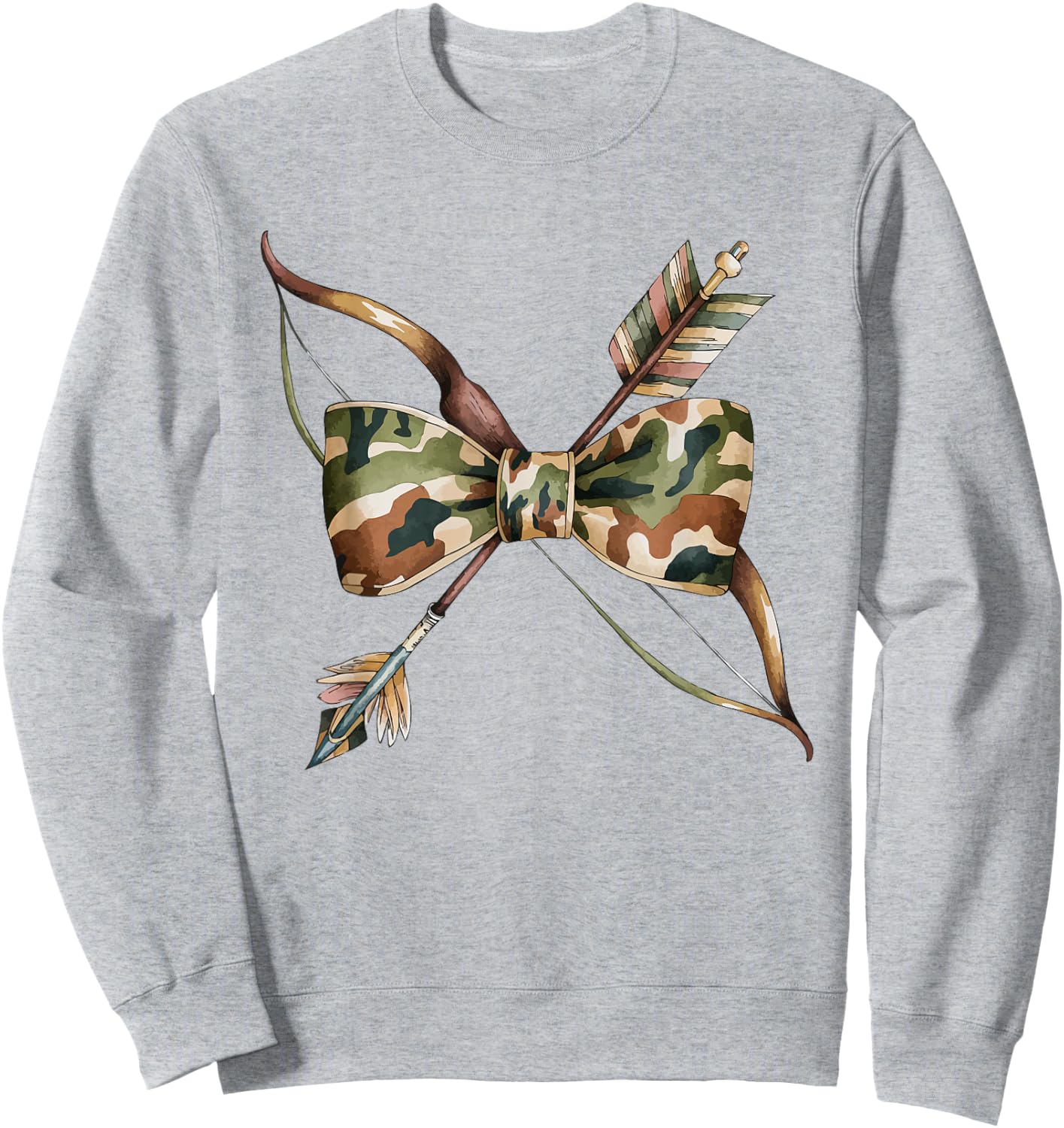 Coquette Camo Bow Camouflage Antlers Hunting Duck Women Girl Sweatshirt - Sweatshirt | Ash
