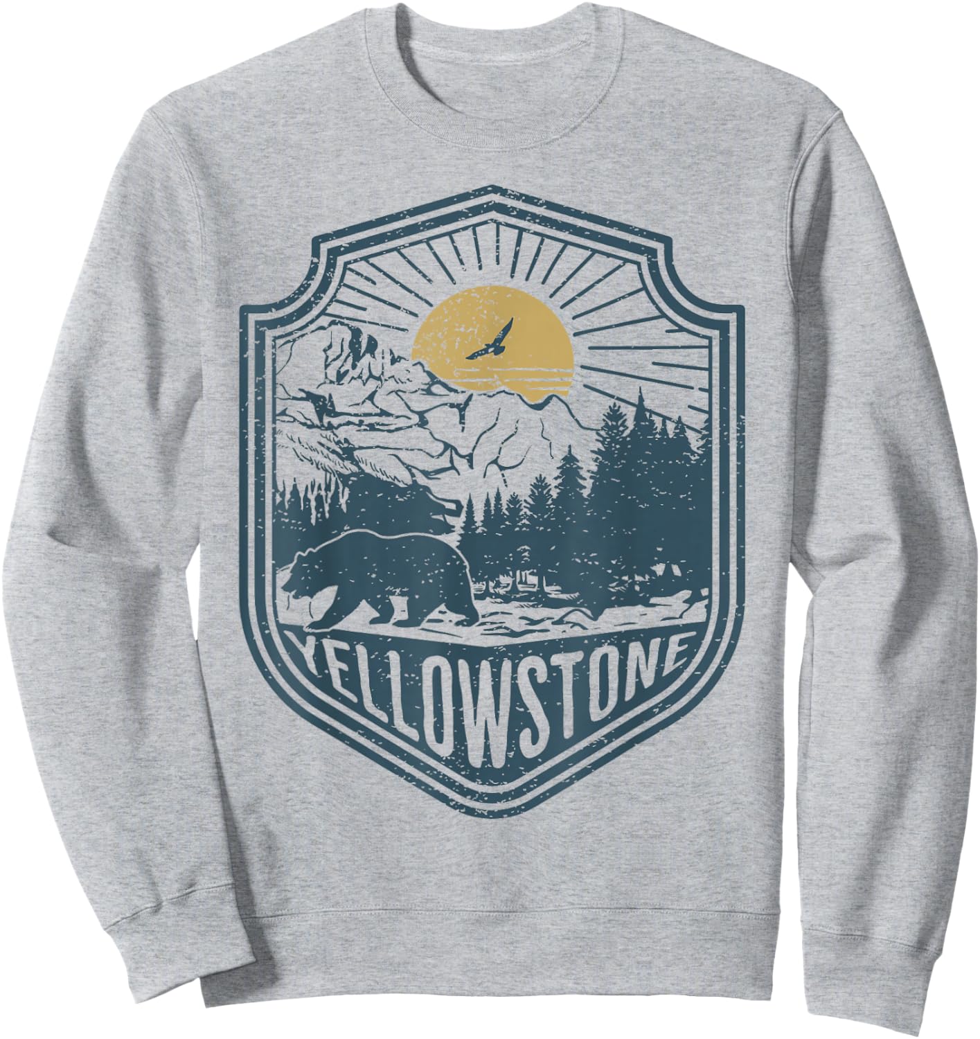 Yellowstone National Park Bear Nature Hiking Outdoors Sweatshirt - Sweatshirt | Ash