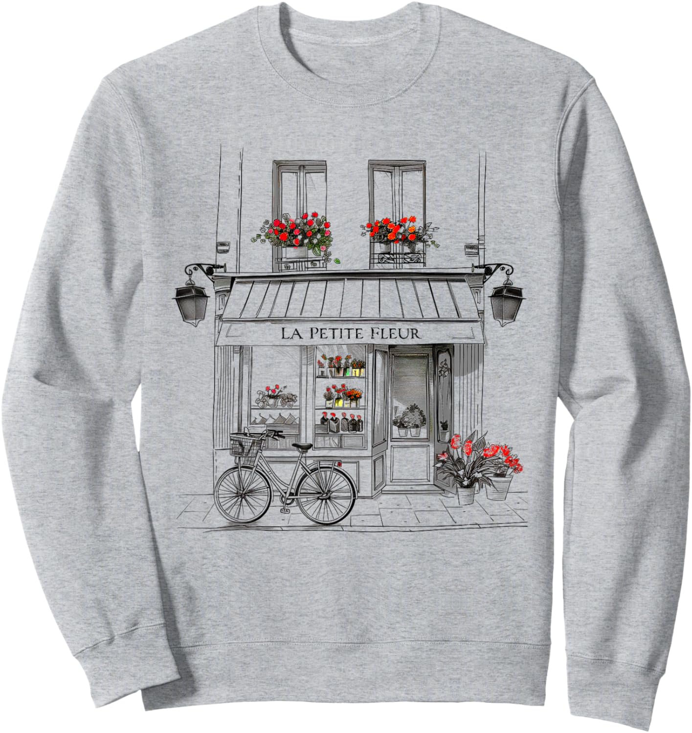 Cute French Flower Shop Paris France Line Drawing Souvenir Sweatshirt - Sweatshirt | Ash