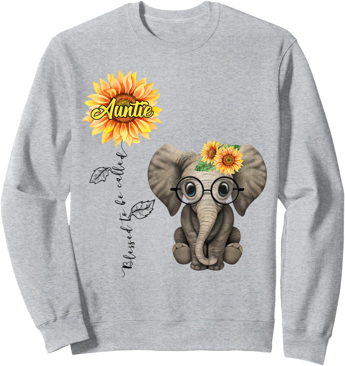 Blessed To Be Called Auntie Hippie Elephant Aunt Gift Sweatshirt - Sweatshirt | Ash