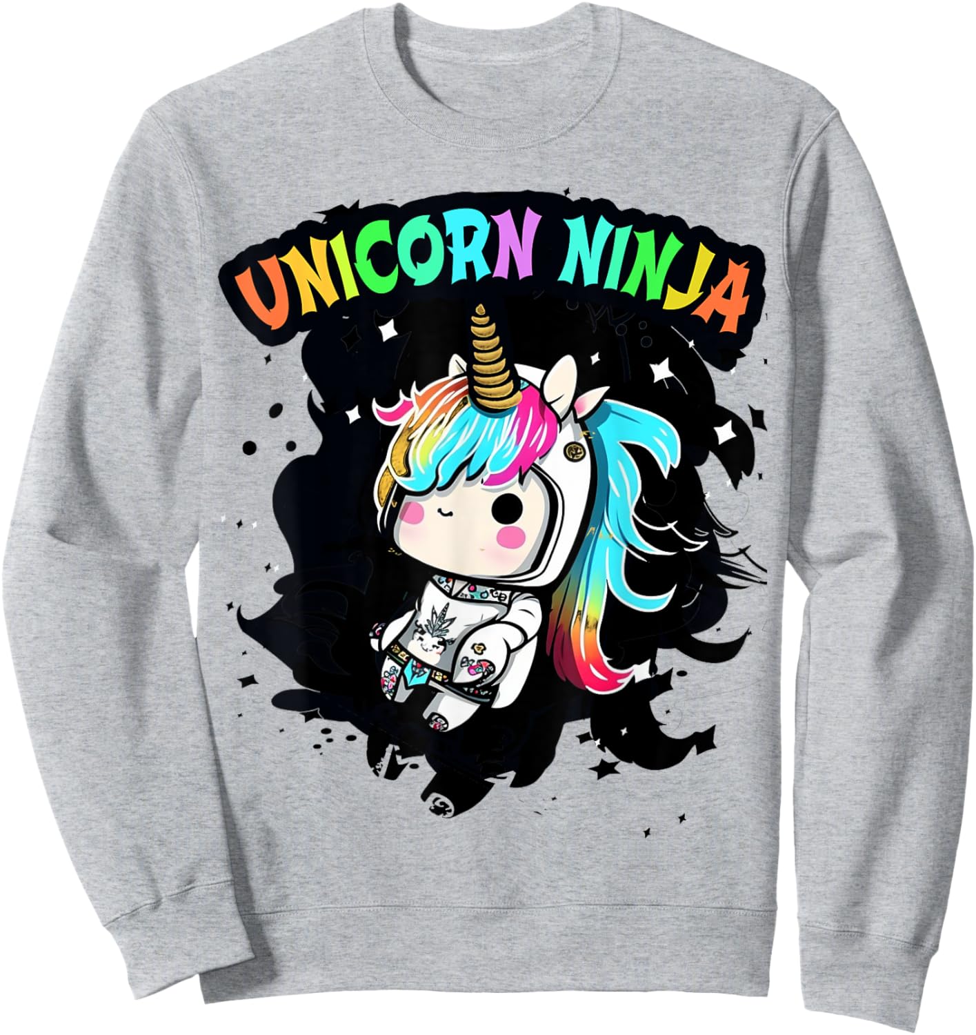 Pink UNICORN NINJA Girls Kids 4 5 6 7 8th Birthday Squad Mom Sweatshirt - Sweatshirt | Ash