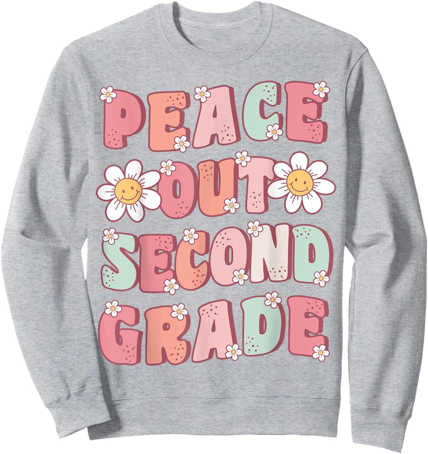 Peace Out Second Grade Cute Groovy Last Day of 2nd Grade Sweatshirt - Sweatshirt | Ash