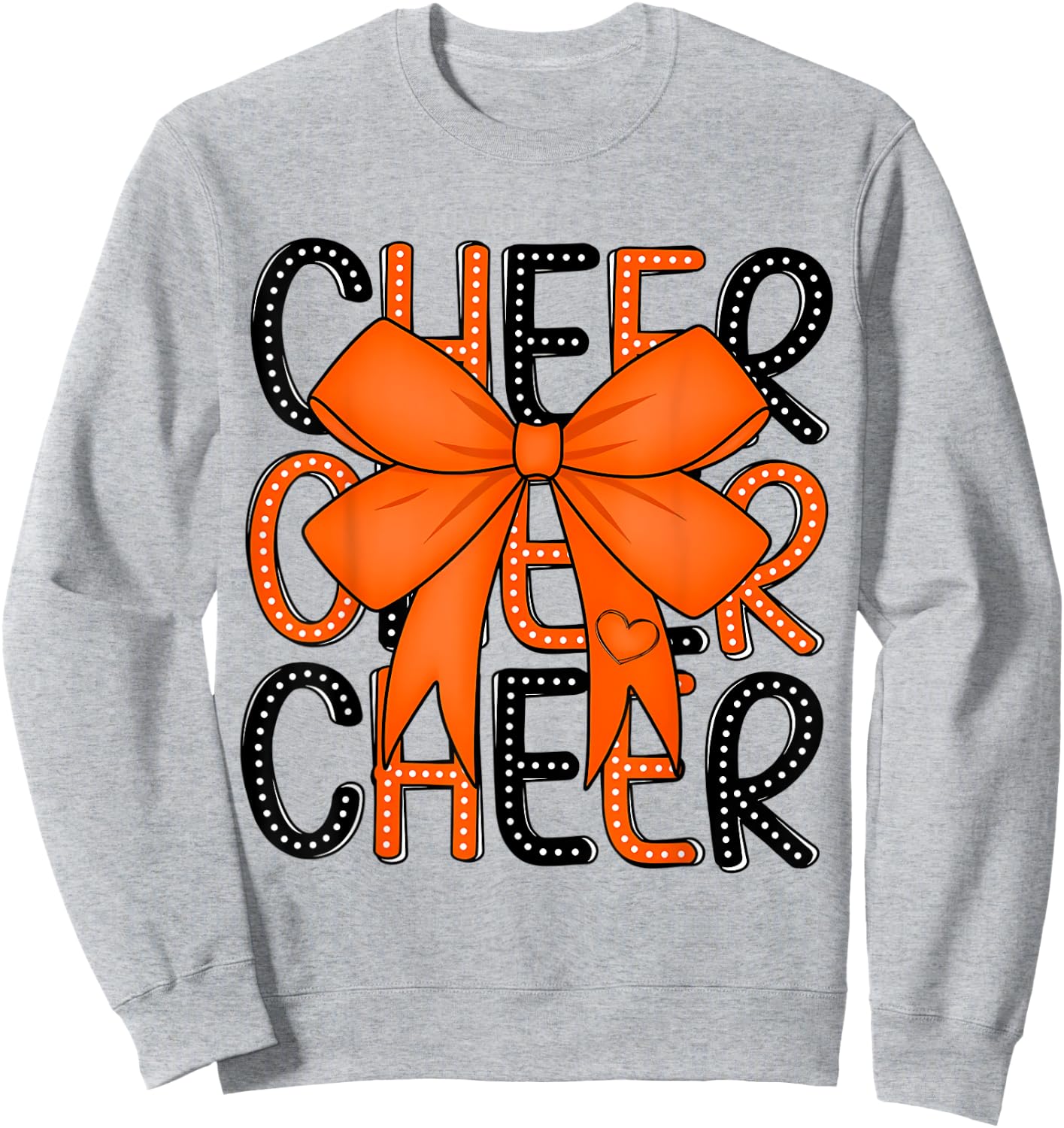 Cheerleading Coquette Bow Cheer Shirt Black Orange Team Sweatshirt - Sweatshirt | Ash