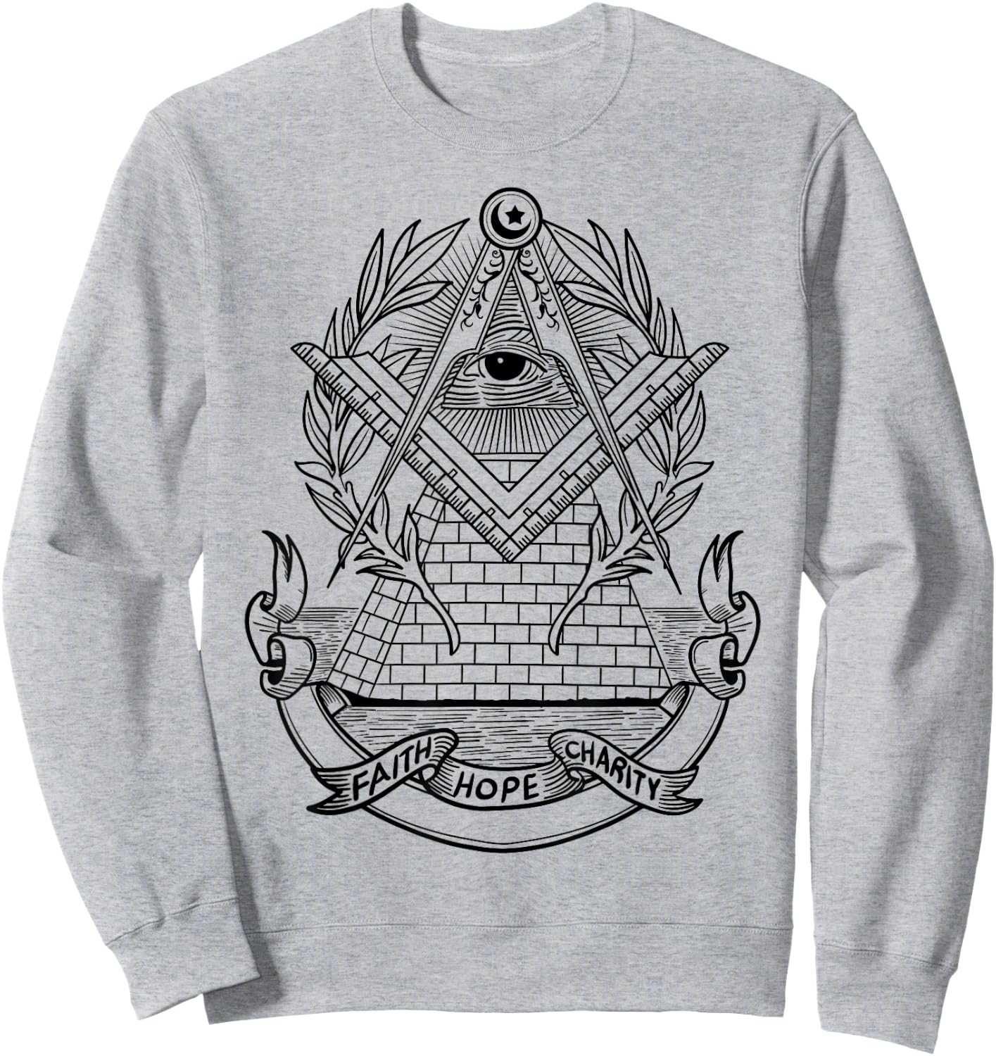 Freemason Emblem - All Seeing Eye - Faith Hope Charity Sweatshirt - Sweatshirt | Ash