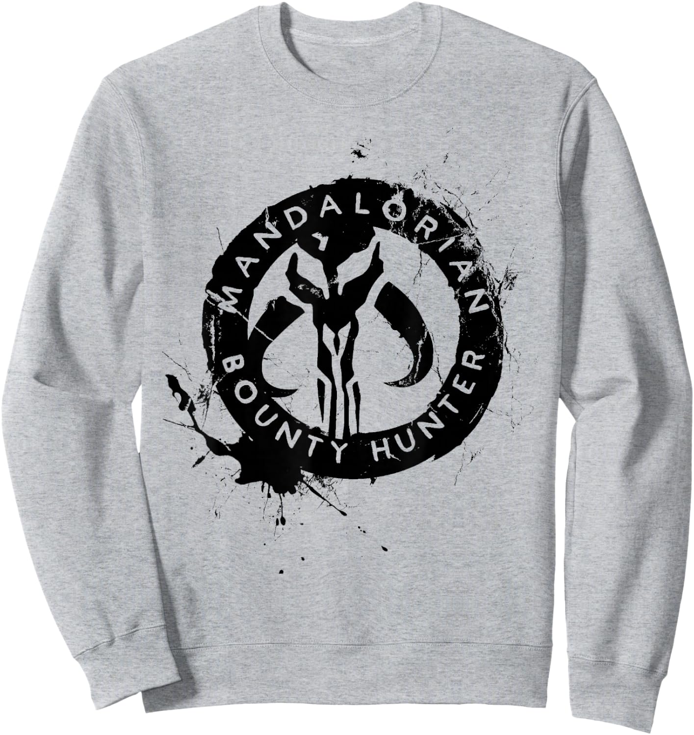 Star Wars The Mandalorian Bounty Hunter Splatter Logo Sweatshirt - Sweatshirt | Ash