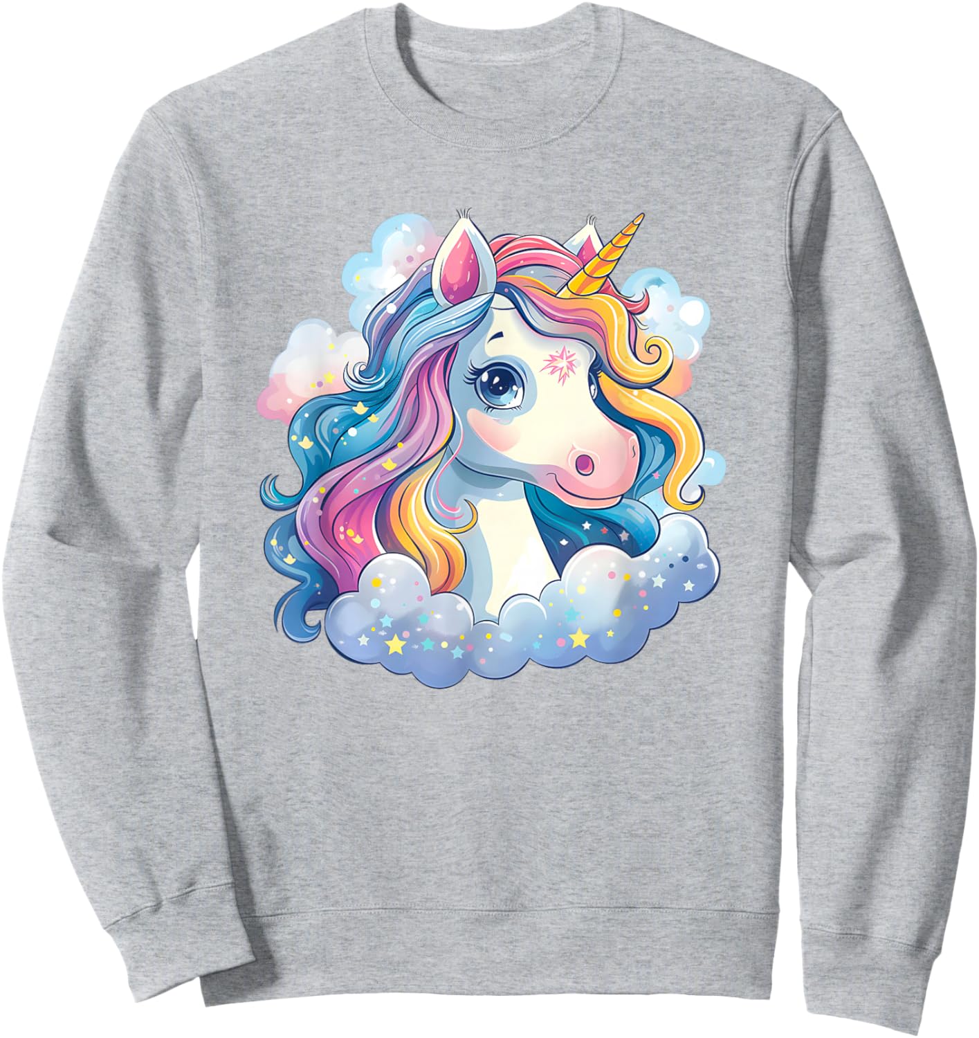Super Süßes Einhorn mit Regenbogen Mähne Einhorn Sweatshirt - Sweatshirt | Ash
