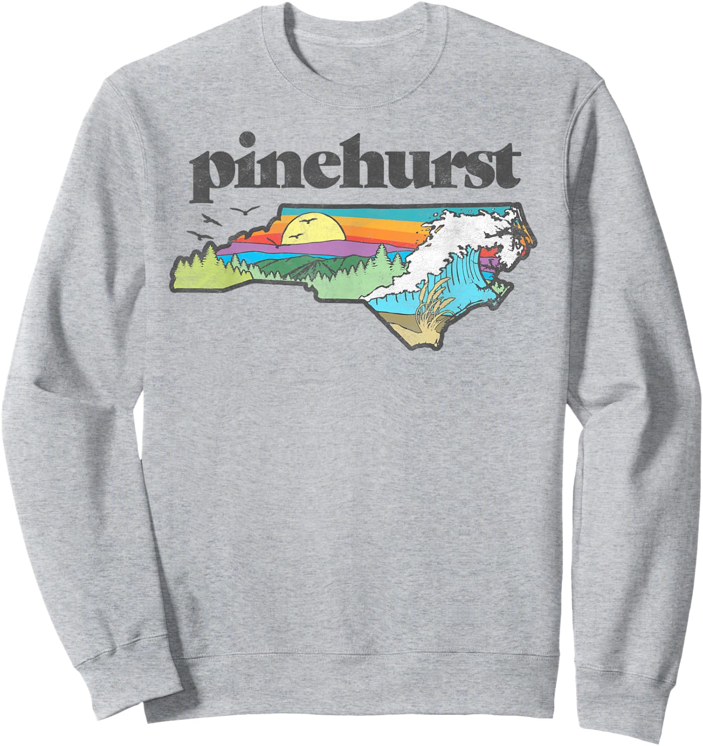 Pinehurst North Carolina Outdoors Retro Nature Sweatshirt - Sweatshirt | Ash