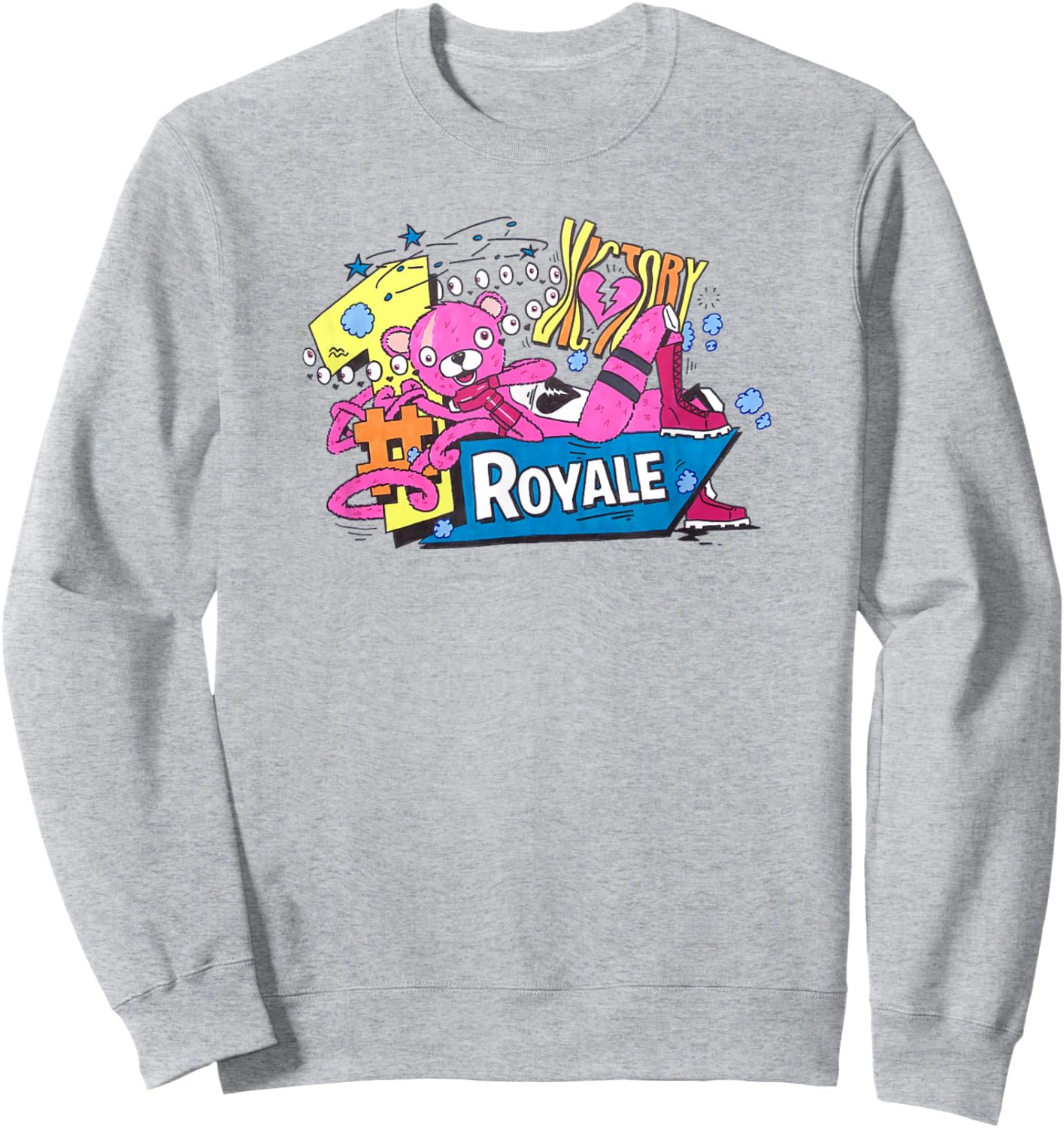 Fortnite CTL Victory Royale Color Pop Retro Logo Sweatshirt - Sweatshirt | Ash