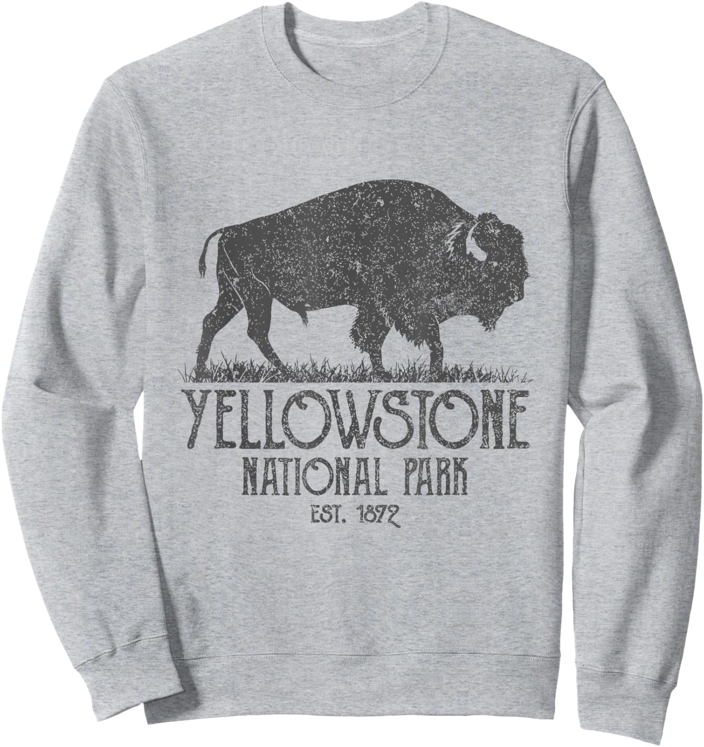 Vintage Yellowstone National Park Bison Buffalo Sweatshirt - Sweatshirt | Ash