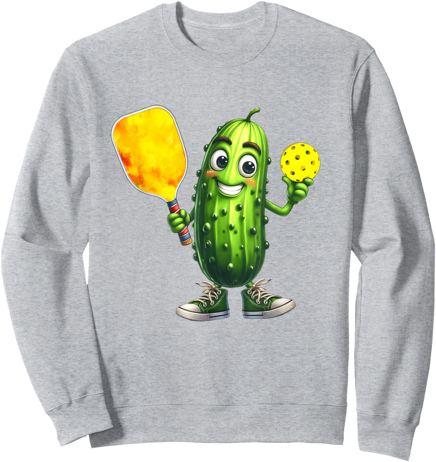 Best Pickle Art Women Kids Dill Pickle Ball Novelty Sweatshirt - Sweatshirt | Ash