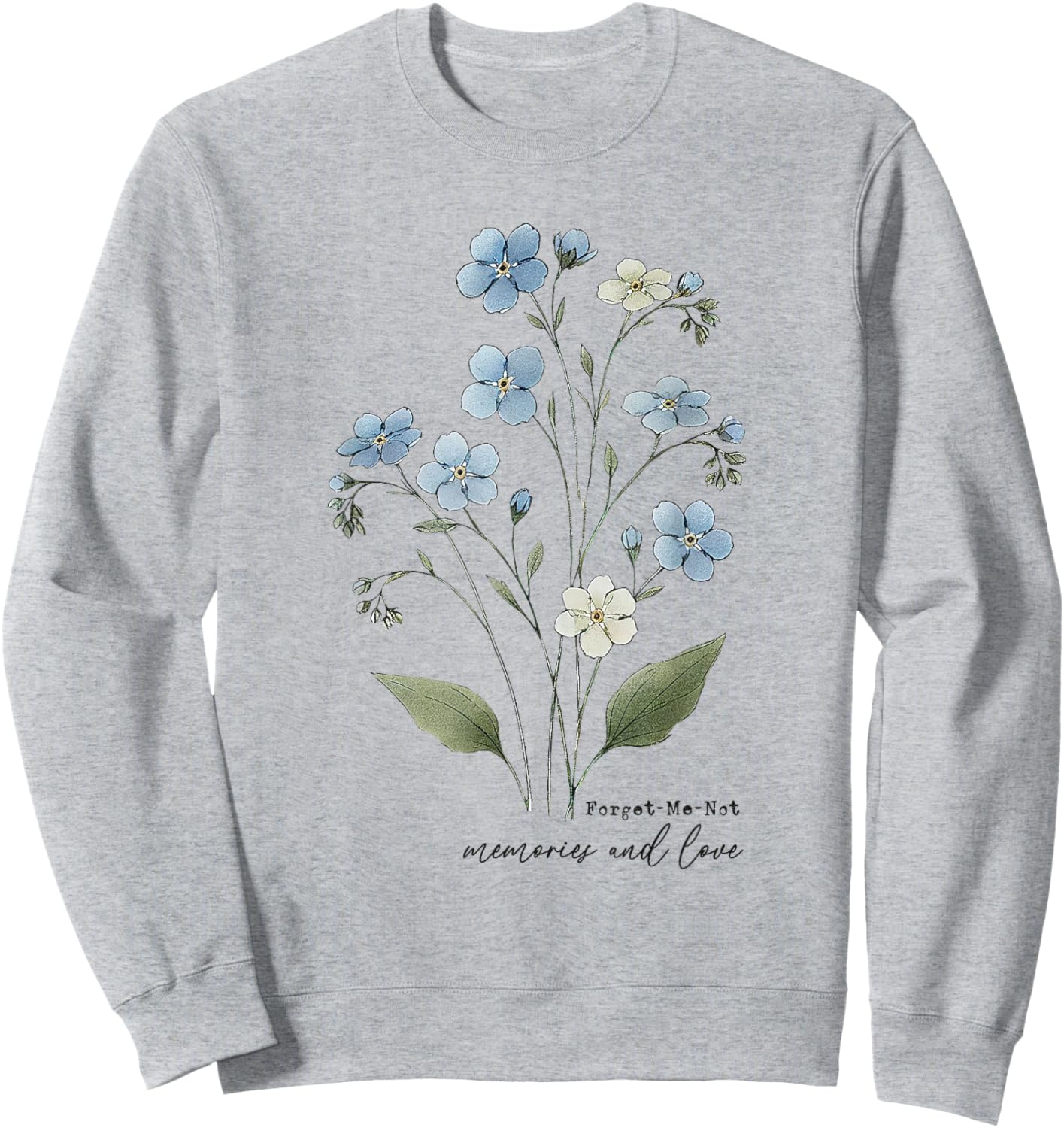 Vergissmeinnicht Blumendesign, elegante botanische Illustration Sweatshirt - Sweatshirt | Ash