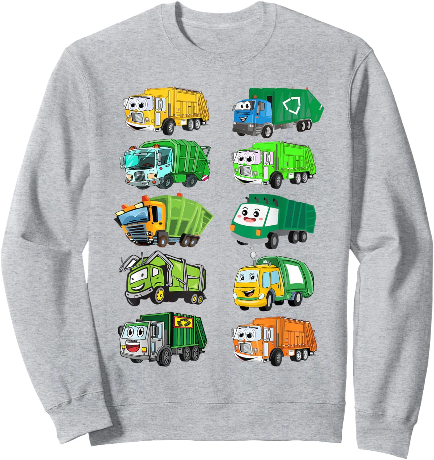 Kids Types of Garbage Truck Shirt Toddler Boy Funny Graphic Sweatshirt - Sweatshirt | Ash