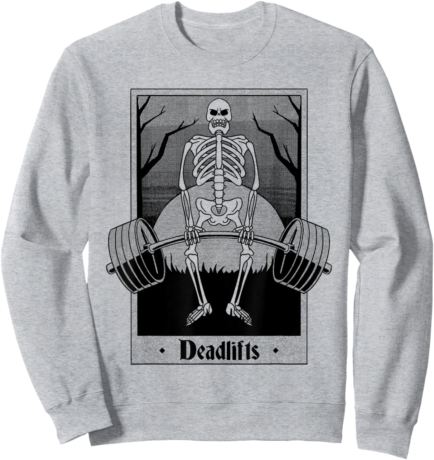 Funny Deadlifts Weightlifter Skeleton Halloween Gym Workout Sweatshirt - Sweatshirt | Ash