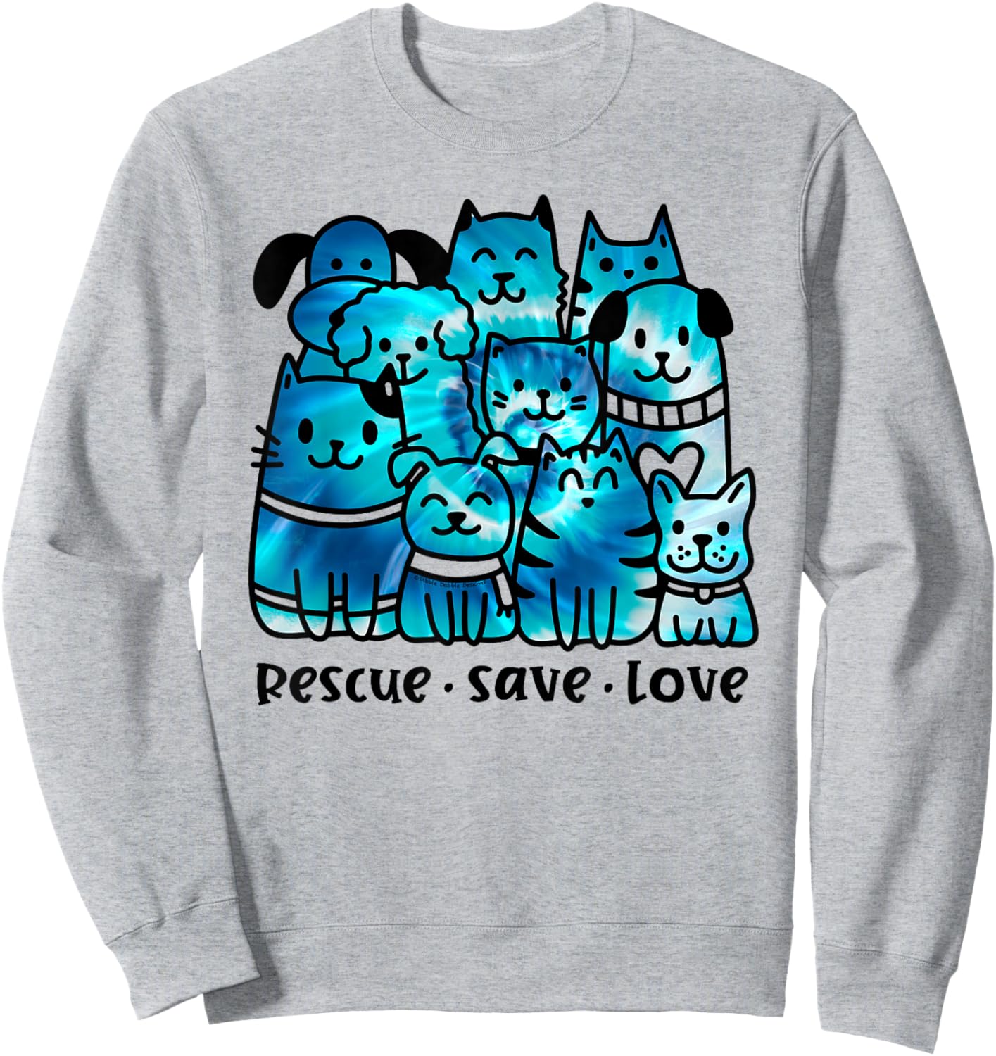 Rescue Save Love Cute Tie Dye Animal Rescue Dog Cat Lovers Sweatshirt - Sweatshirt | Ash