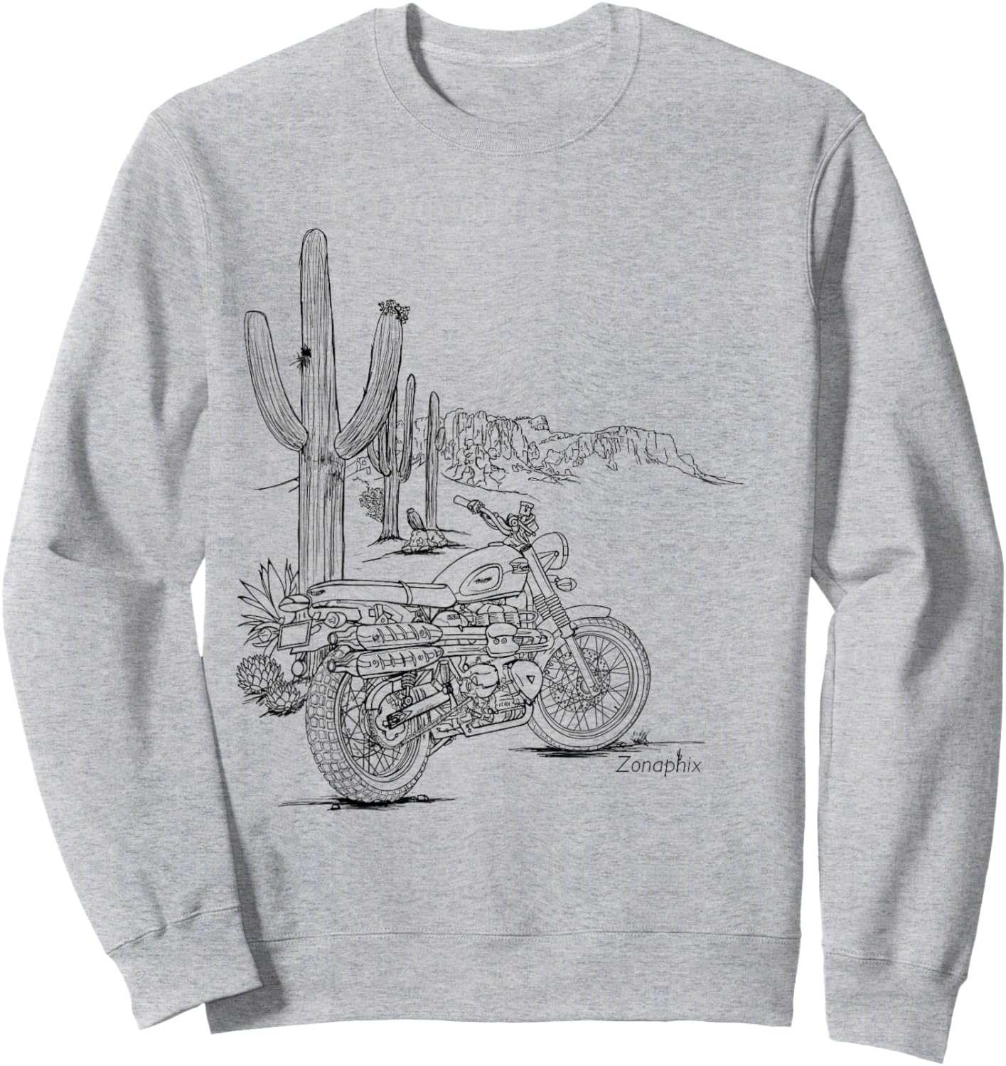 Zonaphix Desert Bike Shirt - Triumph Scrambler - Black Art Sweatshirt - Sweatshirt | Ash