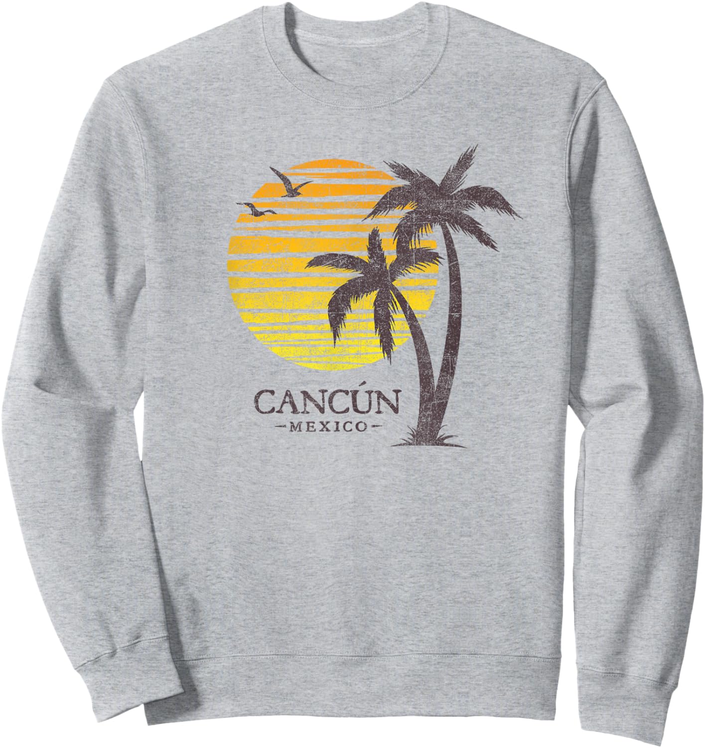 Cancun Mexico Souvenir Beach Sunset Vintage Sweatshirt - Sweatshirt | Ash