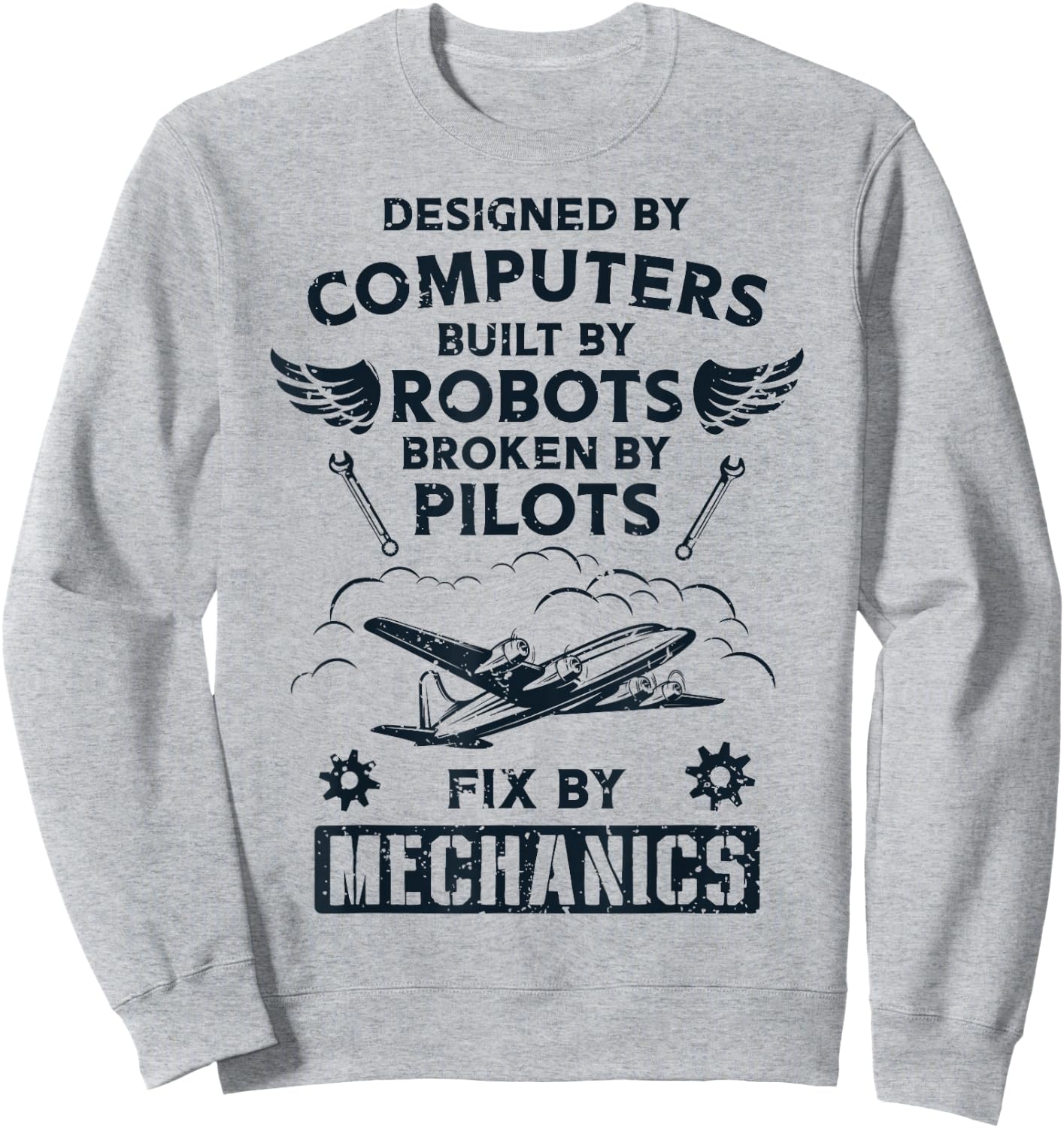 Airplane Pilot Aircraft Mechanic Funny Aviation Gifts Men Sweatshirt - Sweatshirt | Ash