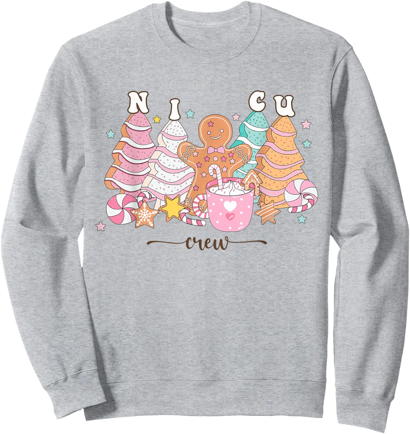 NICU Nurse Xmas Gingerbread Neonatal Intensive Care Unit Sweatshirt - Sweatshirt | Ash