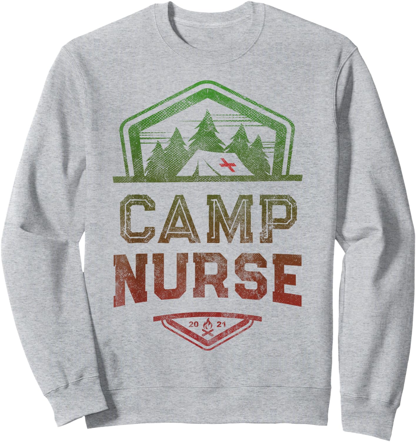 CAMP NURSE Medical Staff Summer Campground Team Vintage Sweatshirt - Sweatshirt | Ash