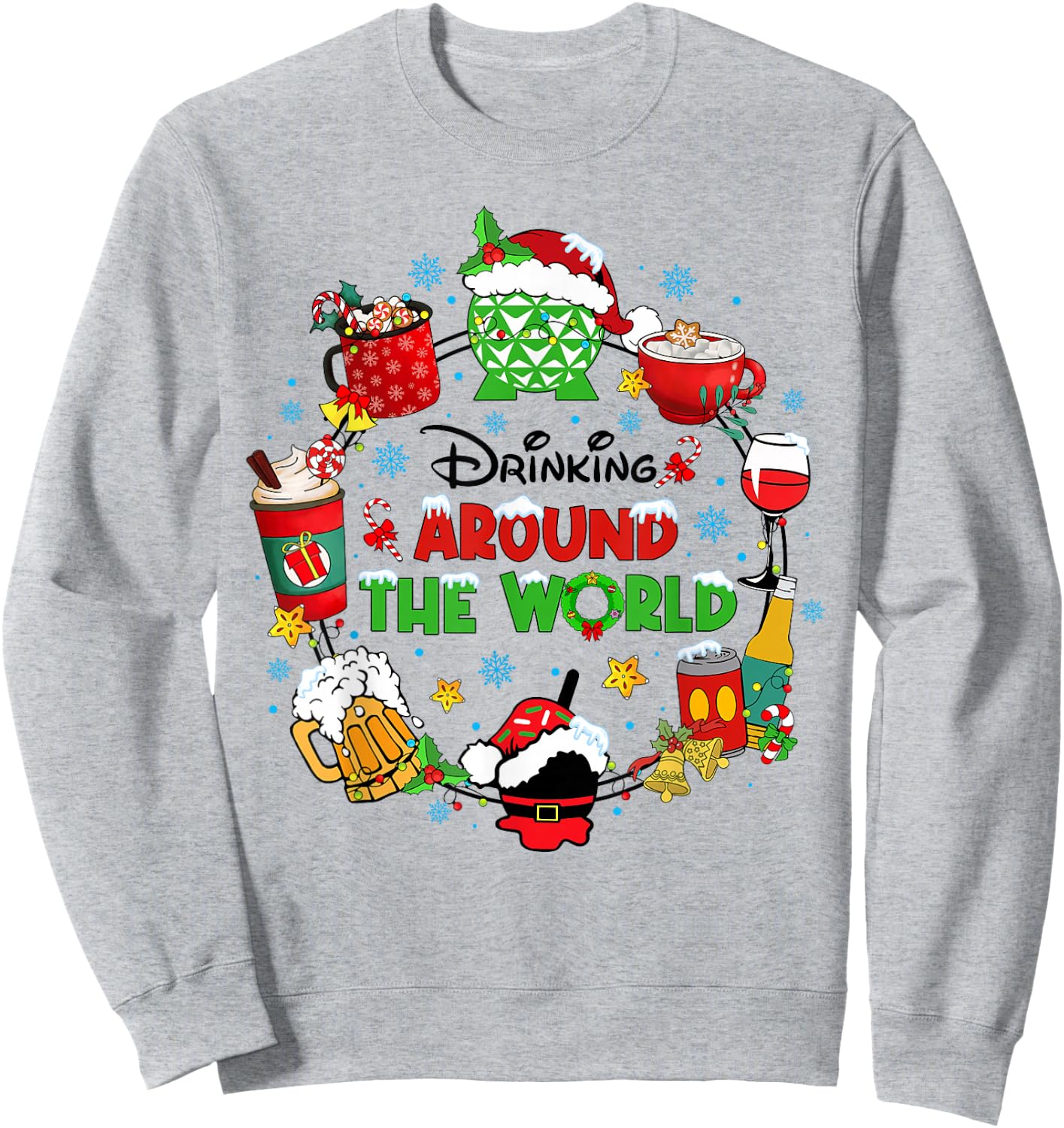 Drinking Around The World Family Christmas Vacation Sweatshirt - Sweatshirt | Ash