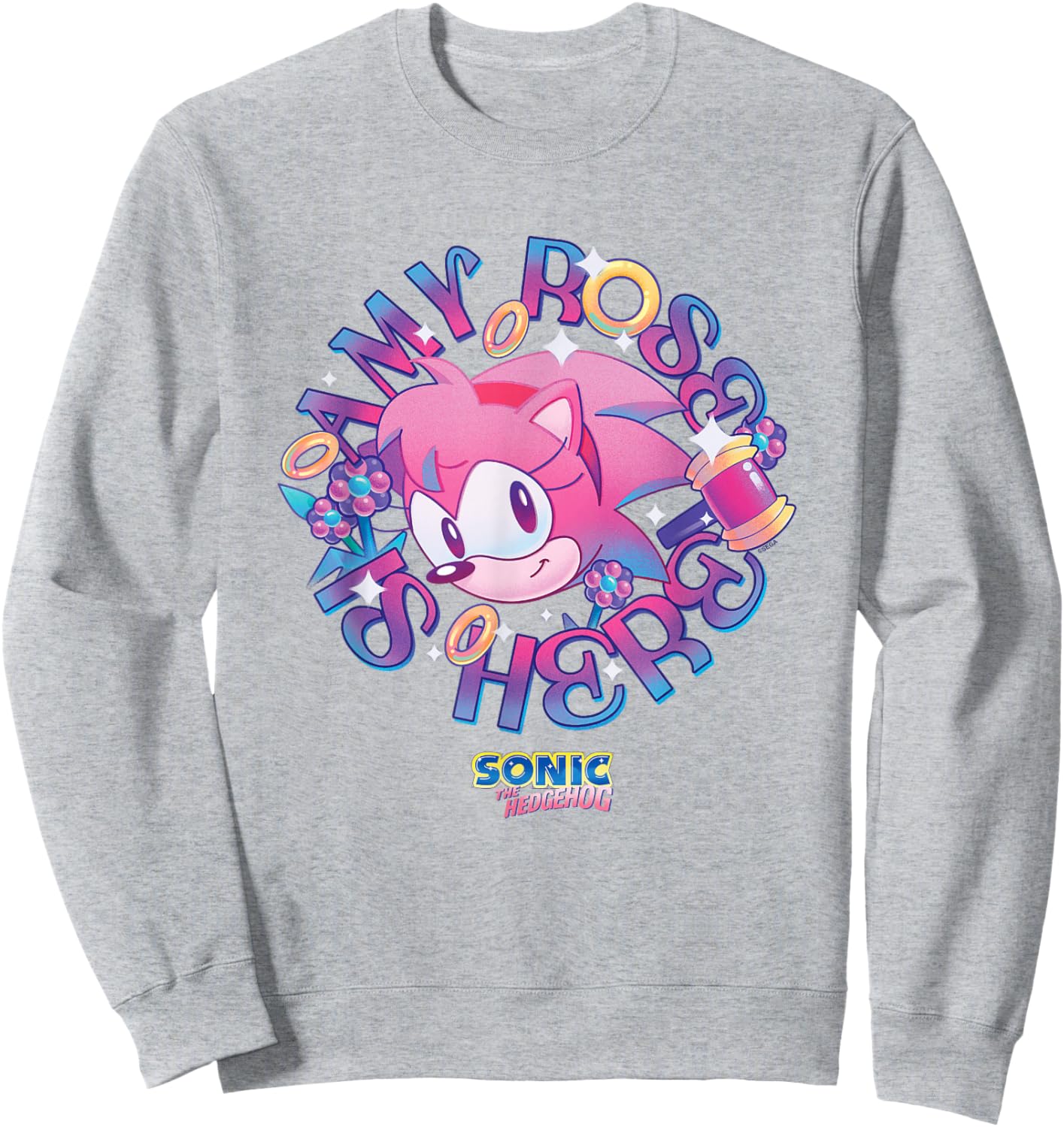 Sonic The Hedgehog Amy Rose Is Here Vintage Face Portrait Sweatshirt - Sweatshirt | Ash