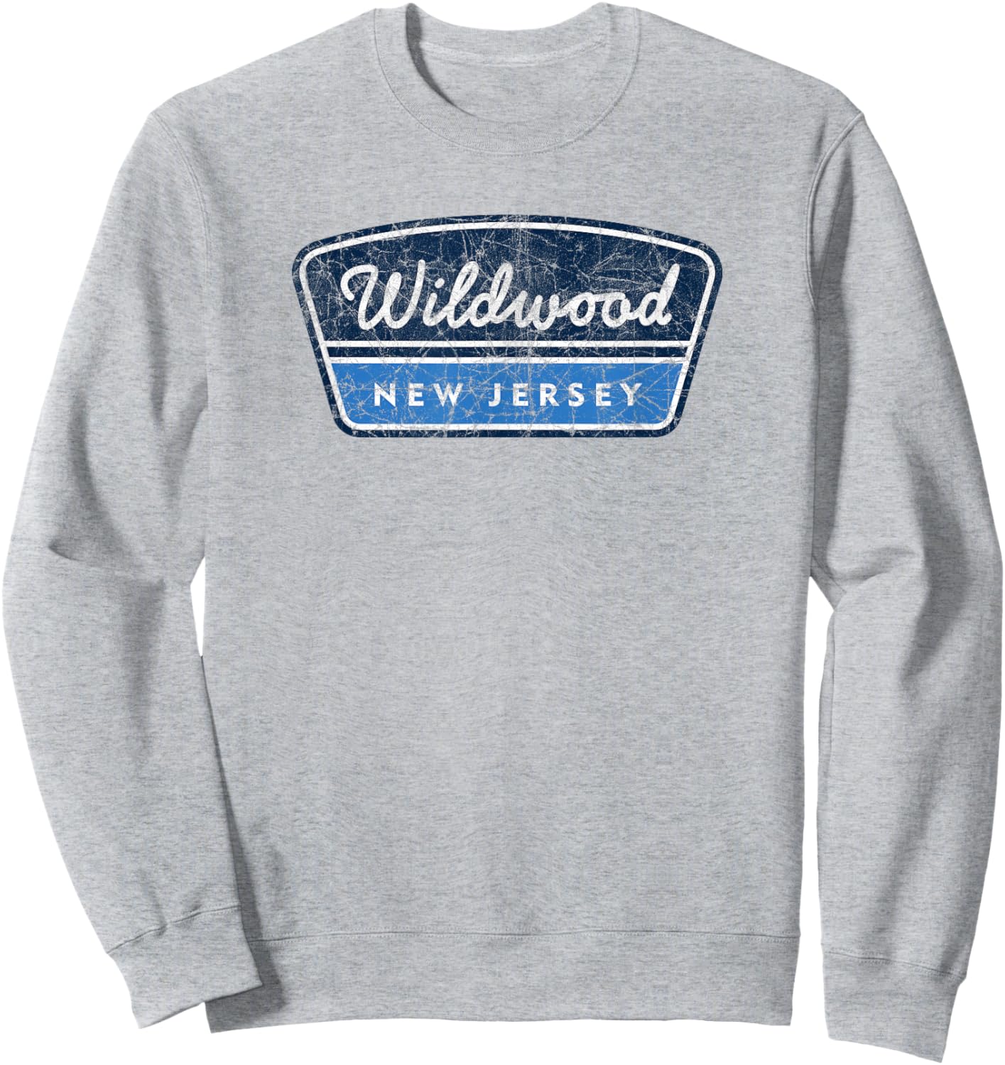 Wildwood New Jersey Souvenir Vacation Vintage Badge Sweatshirt - Sweatshirt | Ash