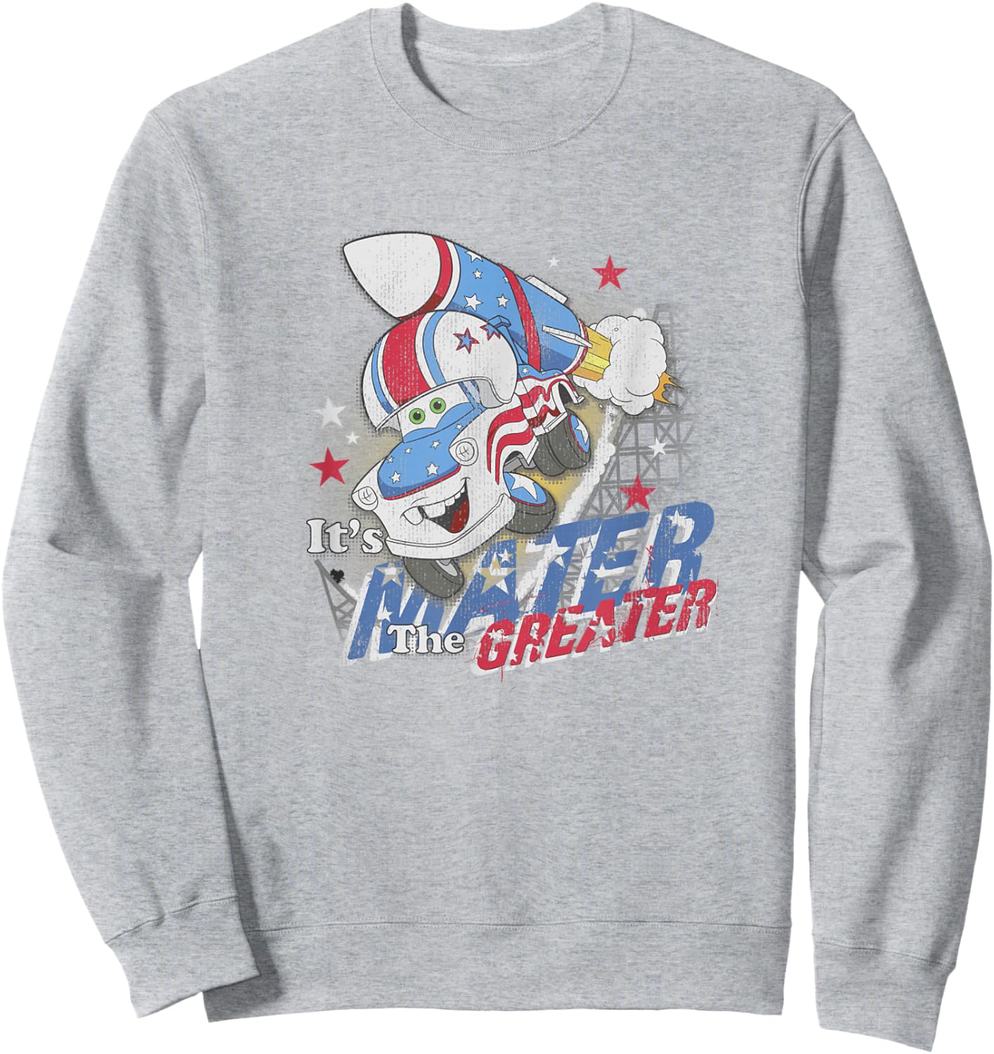 Disney Pixar Cars It's Mater The Greater Stuntman Vintage Sweatshirt - Sweatshirt | Ash