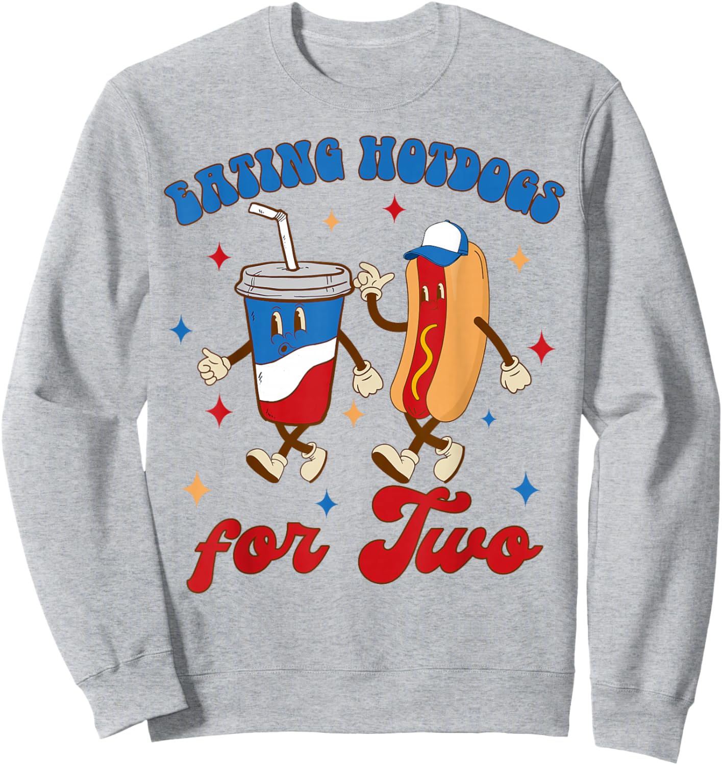 4th of July Pregnancy Announcement Eating Hotdogs for Two Sweatshirt - Sweatshirt | Ash